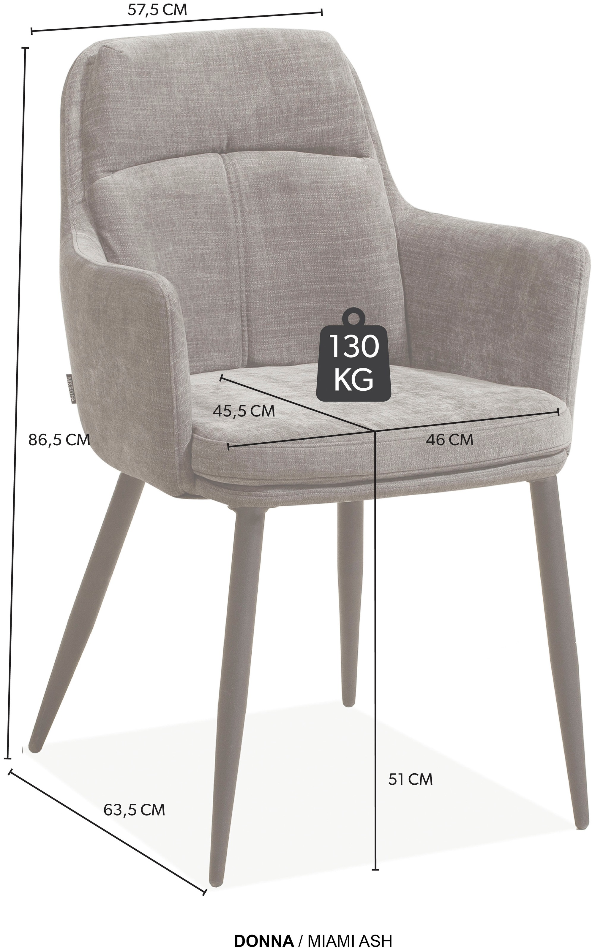 OMG Design Armlehnstuhl »Donna« (Set) 1 Stk.Schalenstuhl, bequem gepolstert, Esszimmerstuhl