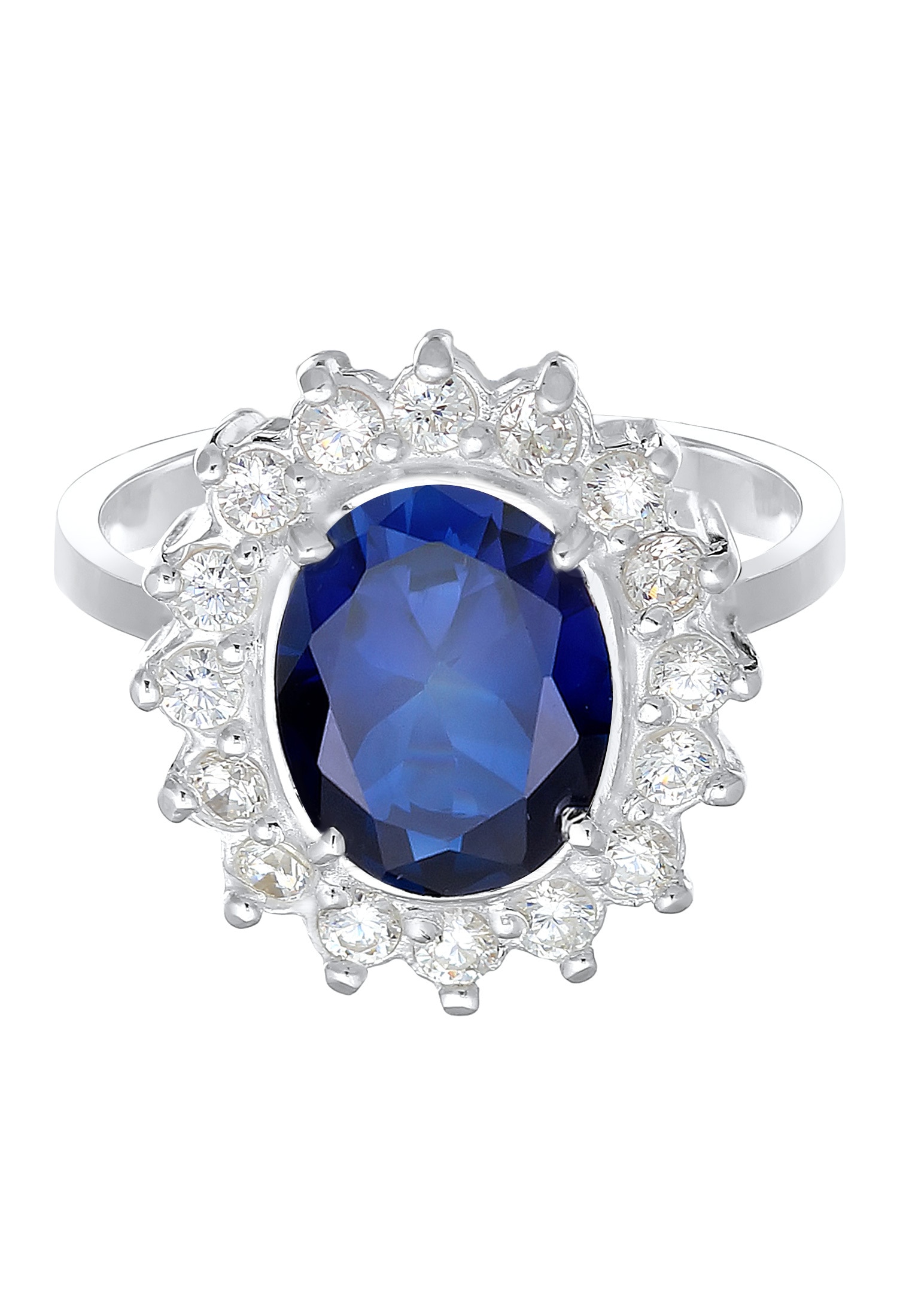 Elli Silberring »Ring Cocktailring Zirkonia Synthetischer Saphir Blau 925 Sterling Silber«