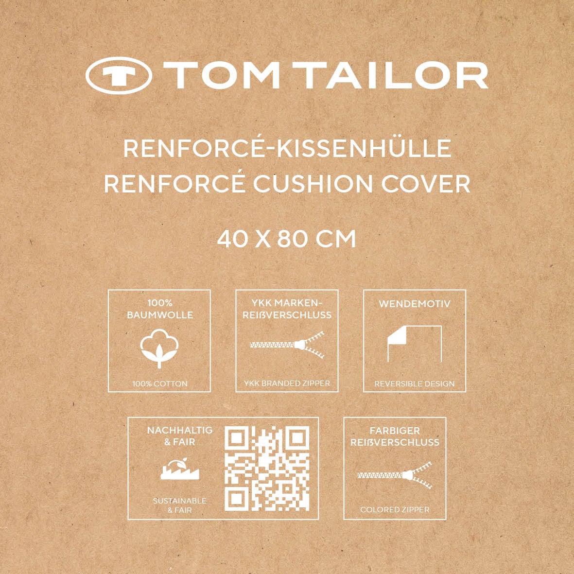 TOM TAILOR HOME Kissenhülle »new bedroom, FRESH FLOWERS, 40x40cm oder 40x80cm«, (1 St.), mit farbigem Markenreißverschluss