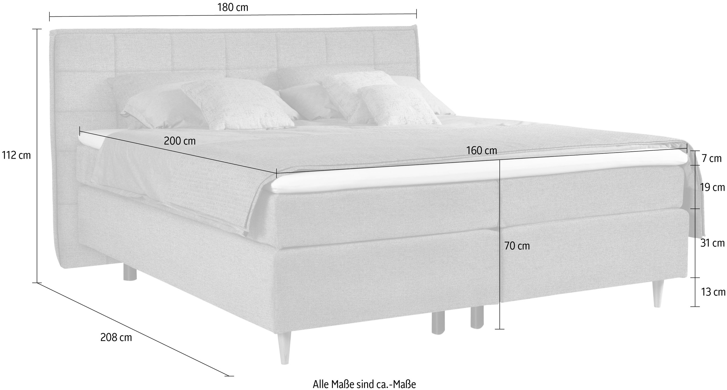 alina Boxspringbett »Henri« inklusive Matratze und Topper, in diversen Ausführungen