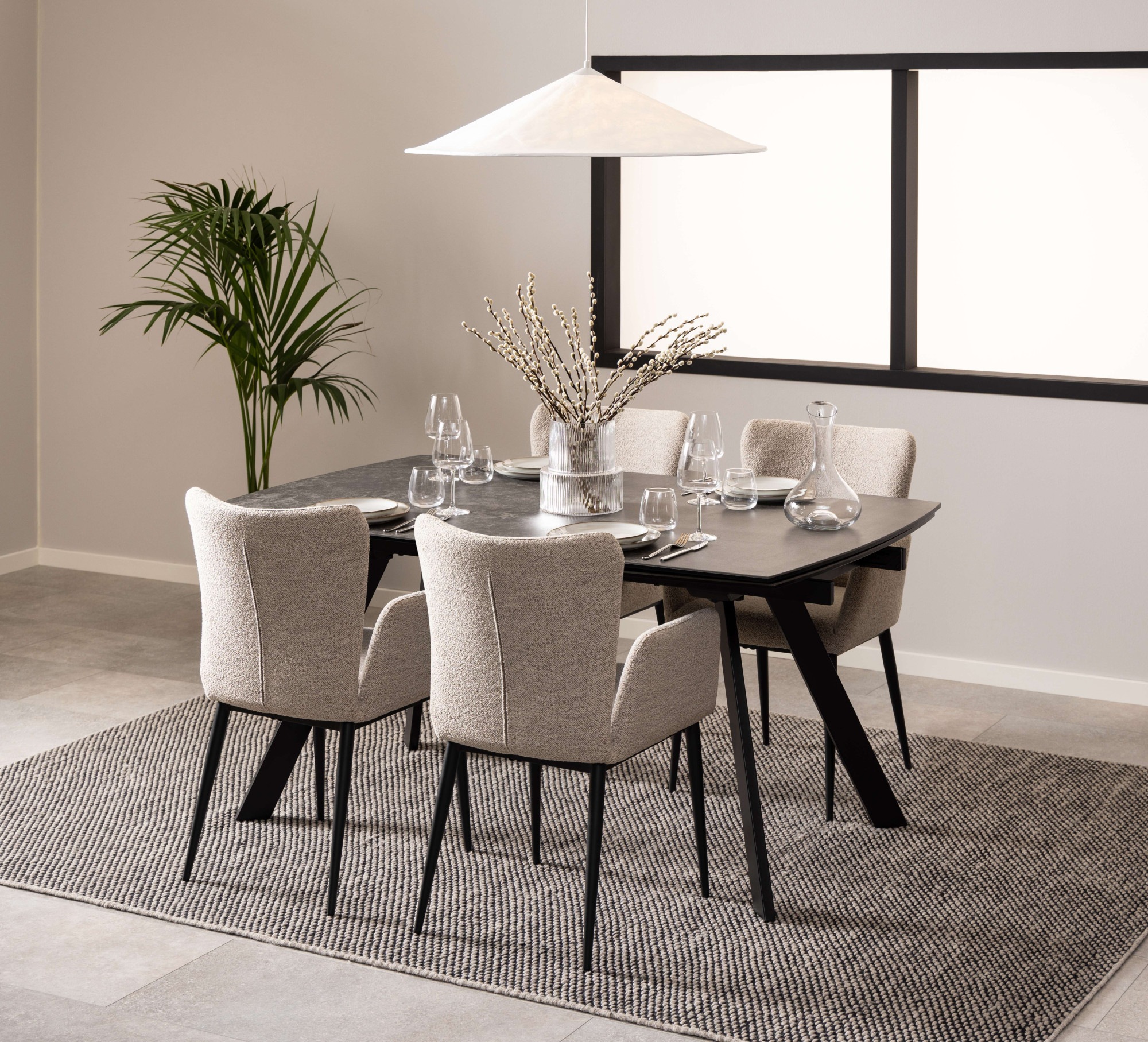 ACTONA GROUP Esstisch »Blackburn Tisch, Esszimmertisch,«, Platte in Keramik schwarz, Incl. Zusatzplatte, B: 160/240 cm