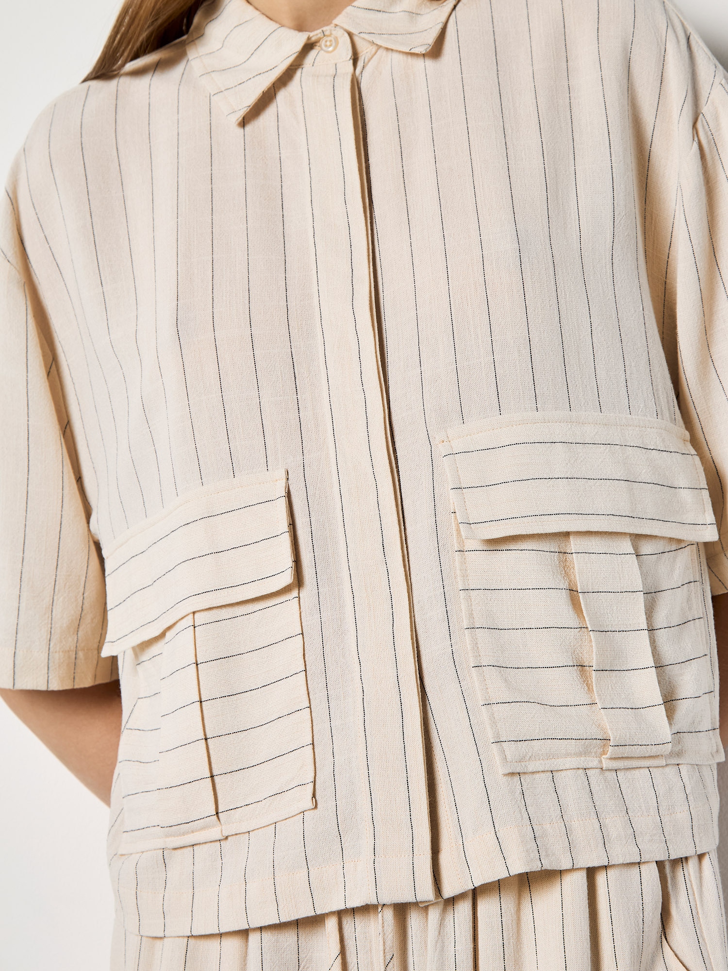 Apricot Hemdbluse »Nadelstreifenhemd aus Leinenmischung« mit verdecktem Verschluss