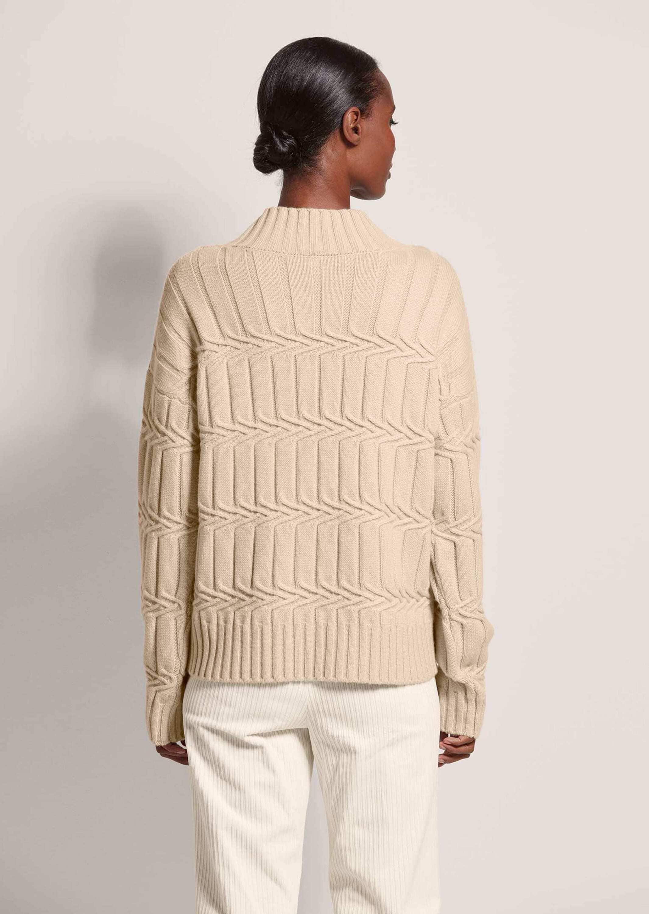 MADELEINE Longpullover »Pullover Stehkragen-Pullover mit Zopfmuster«