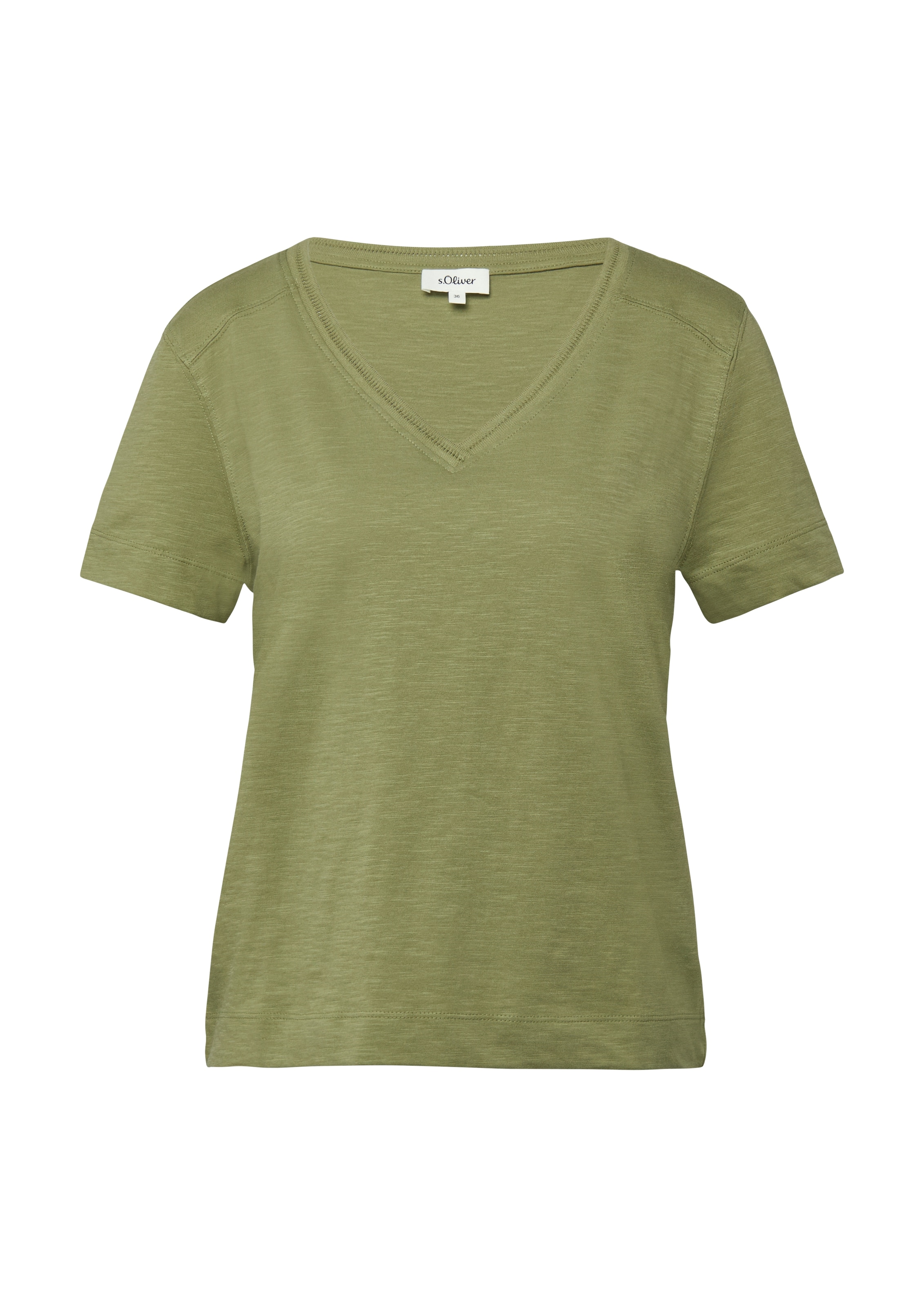 s.Oliver T-Shirt V-Ausschnitt mit Rippblende