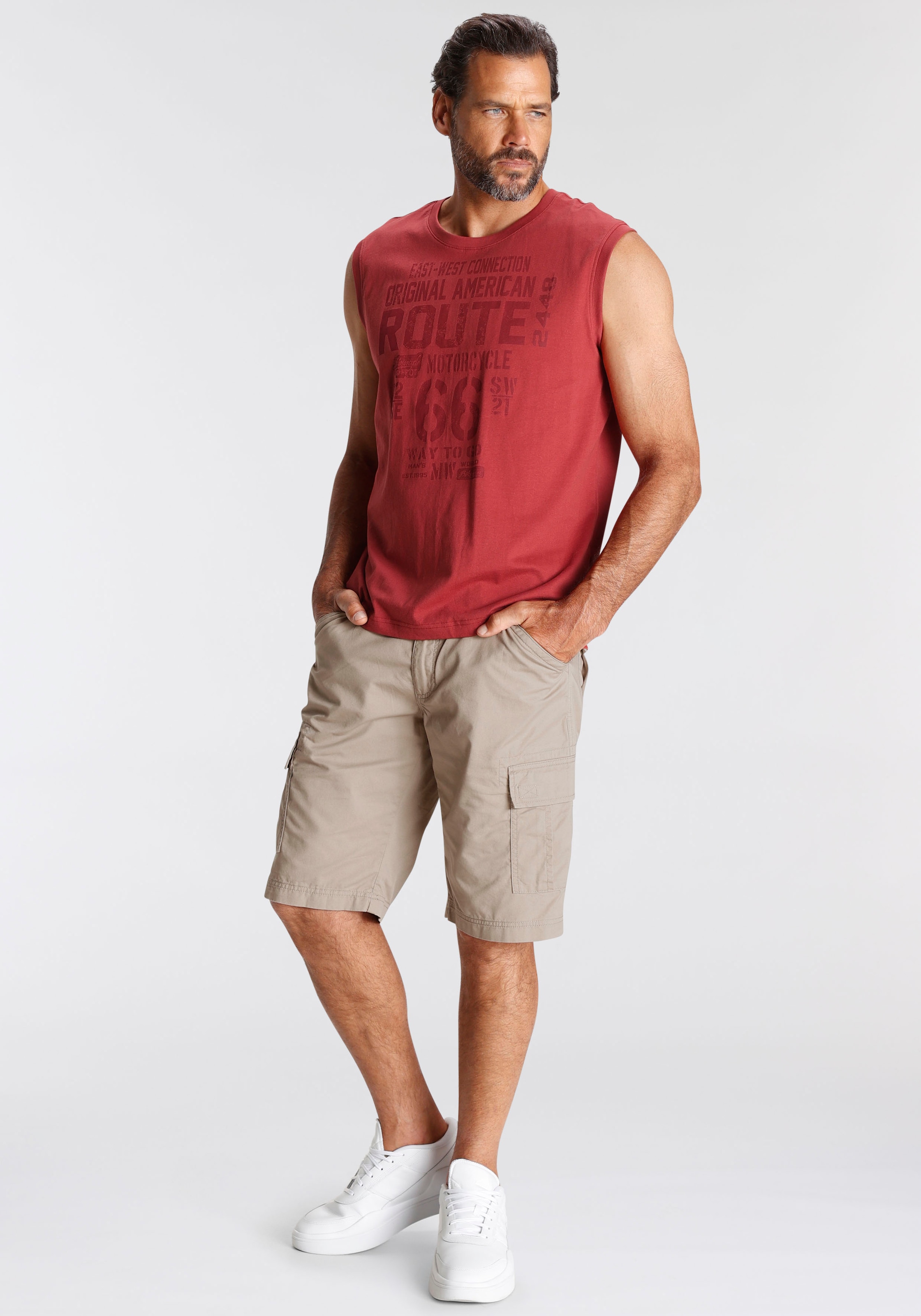 Man's World Muscleshirt, (2er-Pack), ärmellos, bedruckt, Rundhalsausschnitt, aus 100% Baumwolle