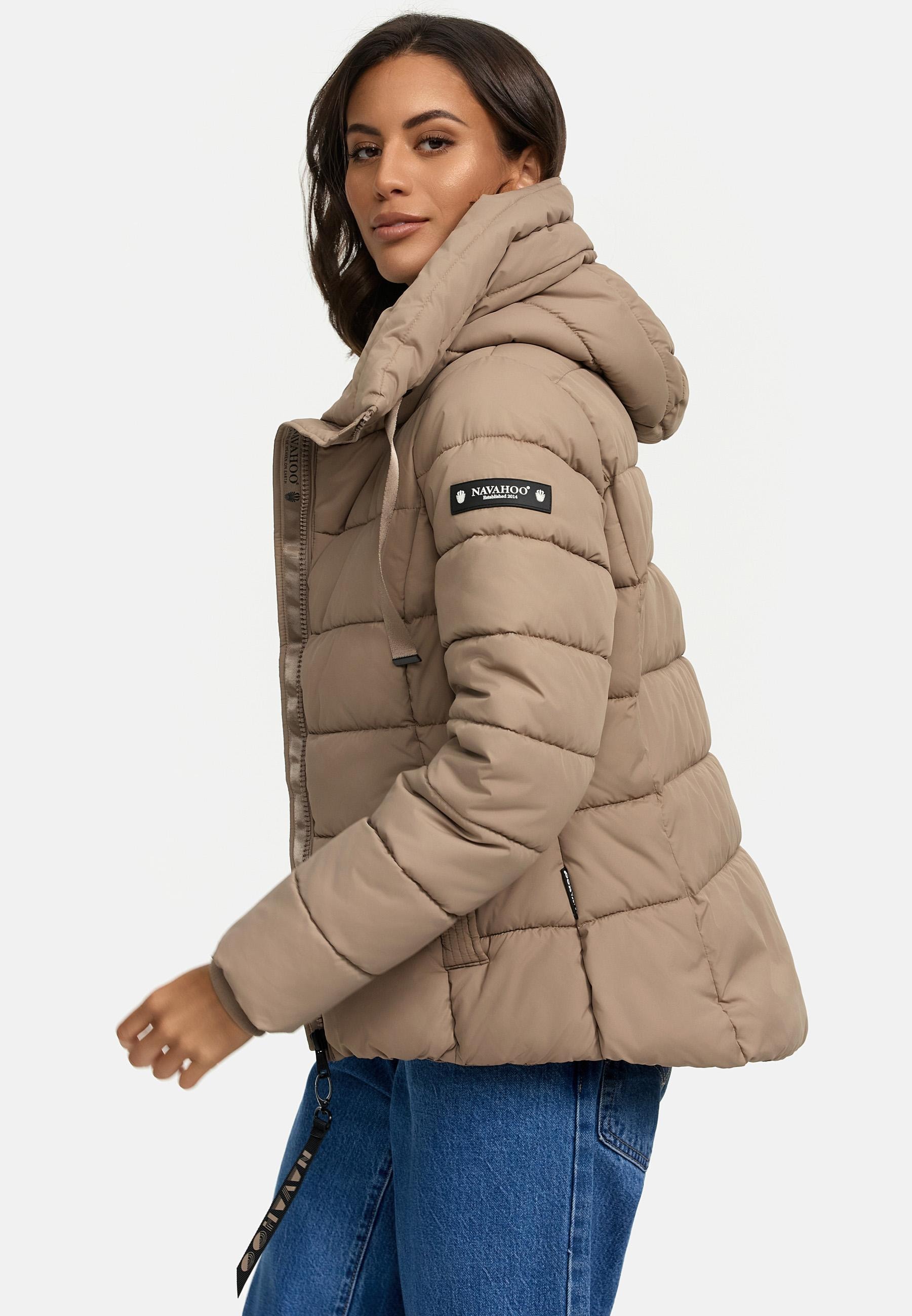 Navahoo Steppjacke »Steppjacke Amayaa« mit Kapuze stylische Damen Winterjacke mit coolen Applikationen