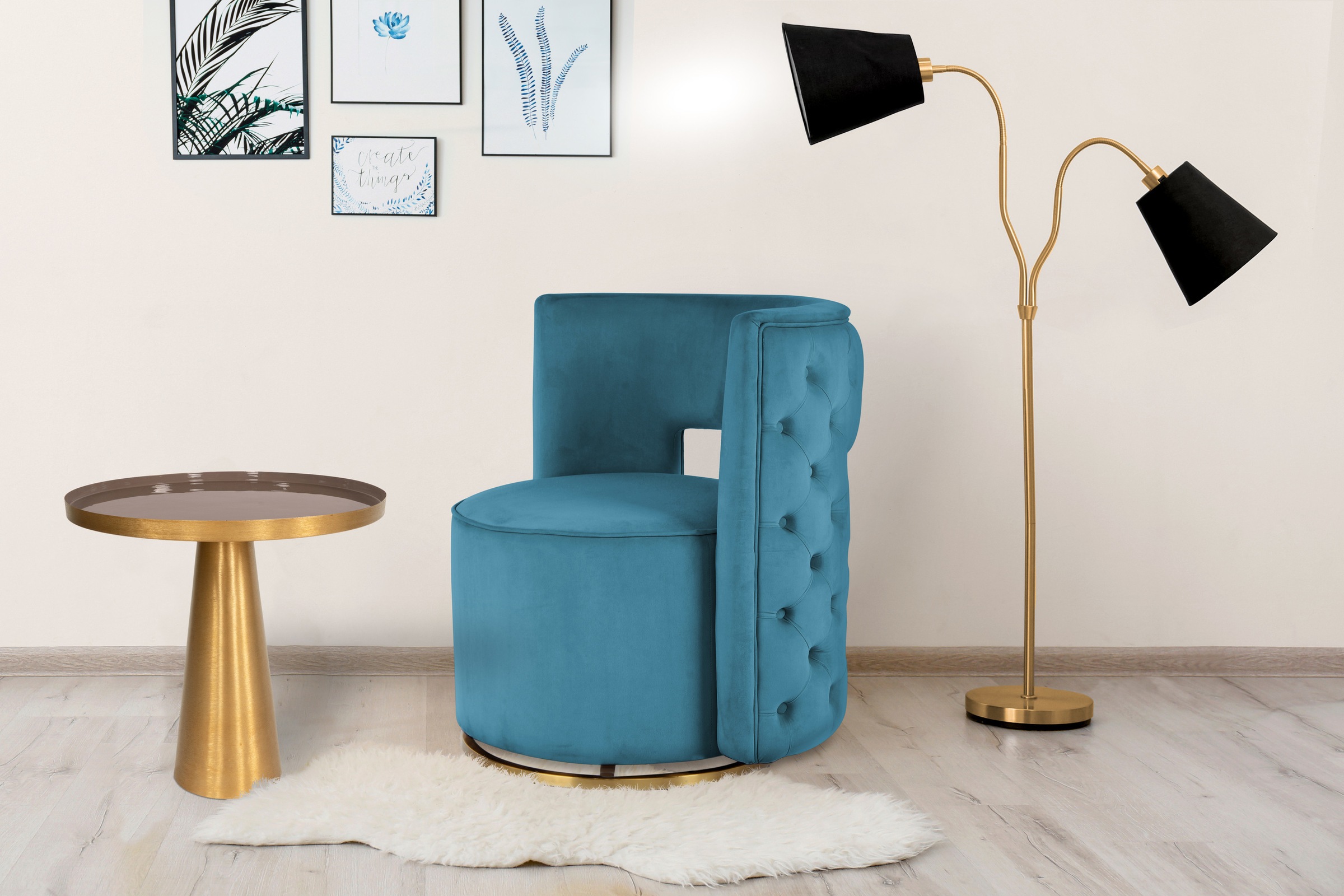 Kayoom Beistelltisch »Morrison 525, Beistelltisch in runder Form, stilvolles Retro-Design« 1 Stk. tlg. Tischplatte in Tablettform, moderne Farben, Tablettrandhöhe: 3 cm