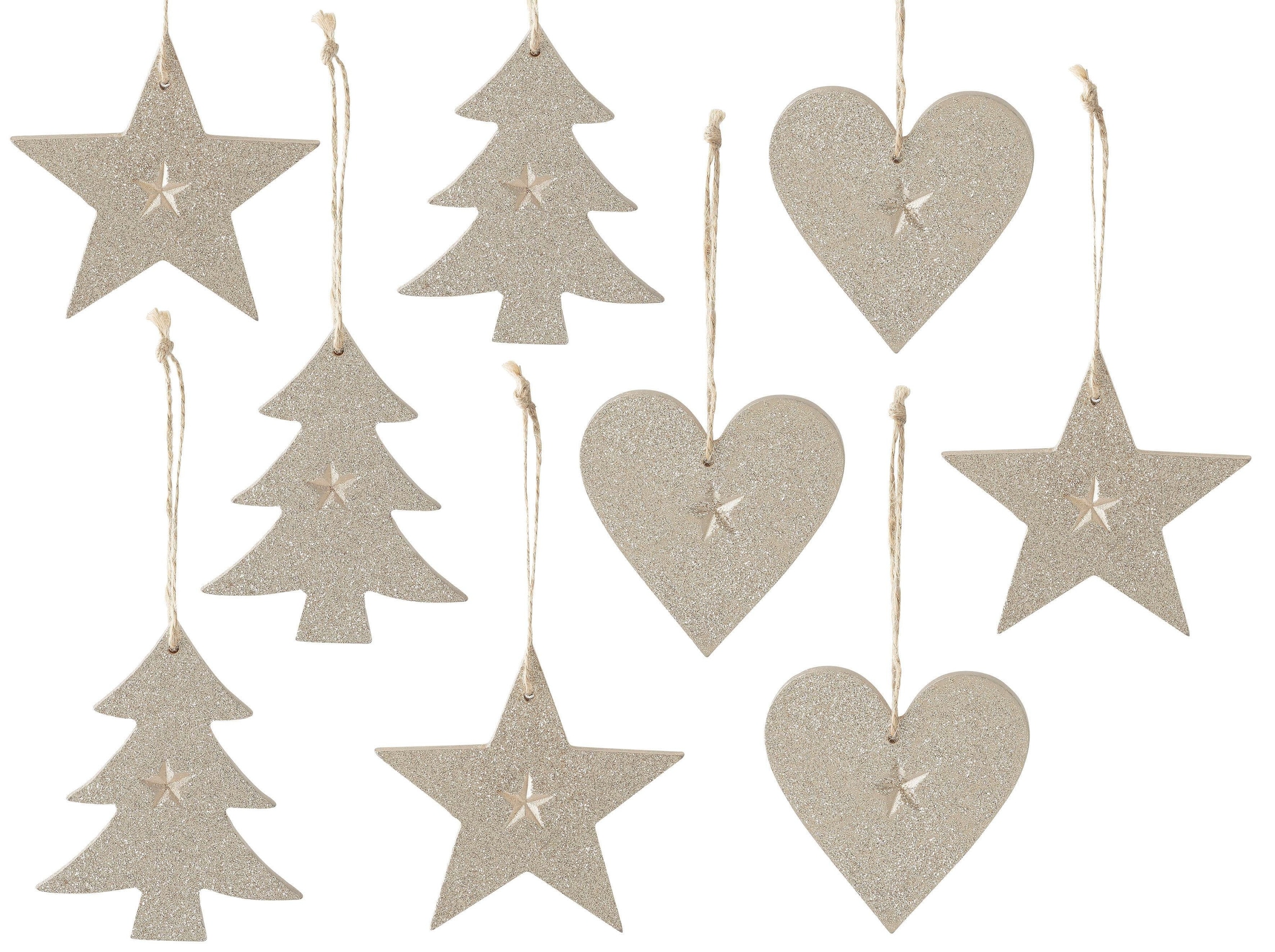 Christbaumschmuck »Dekohänger Stern - Baum - Herz«, (Set, 9 tlg.), mit Glitter