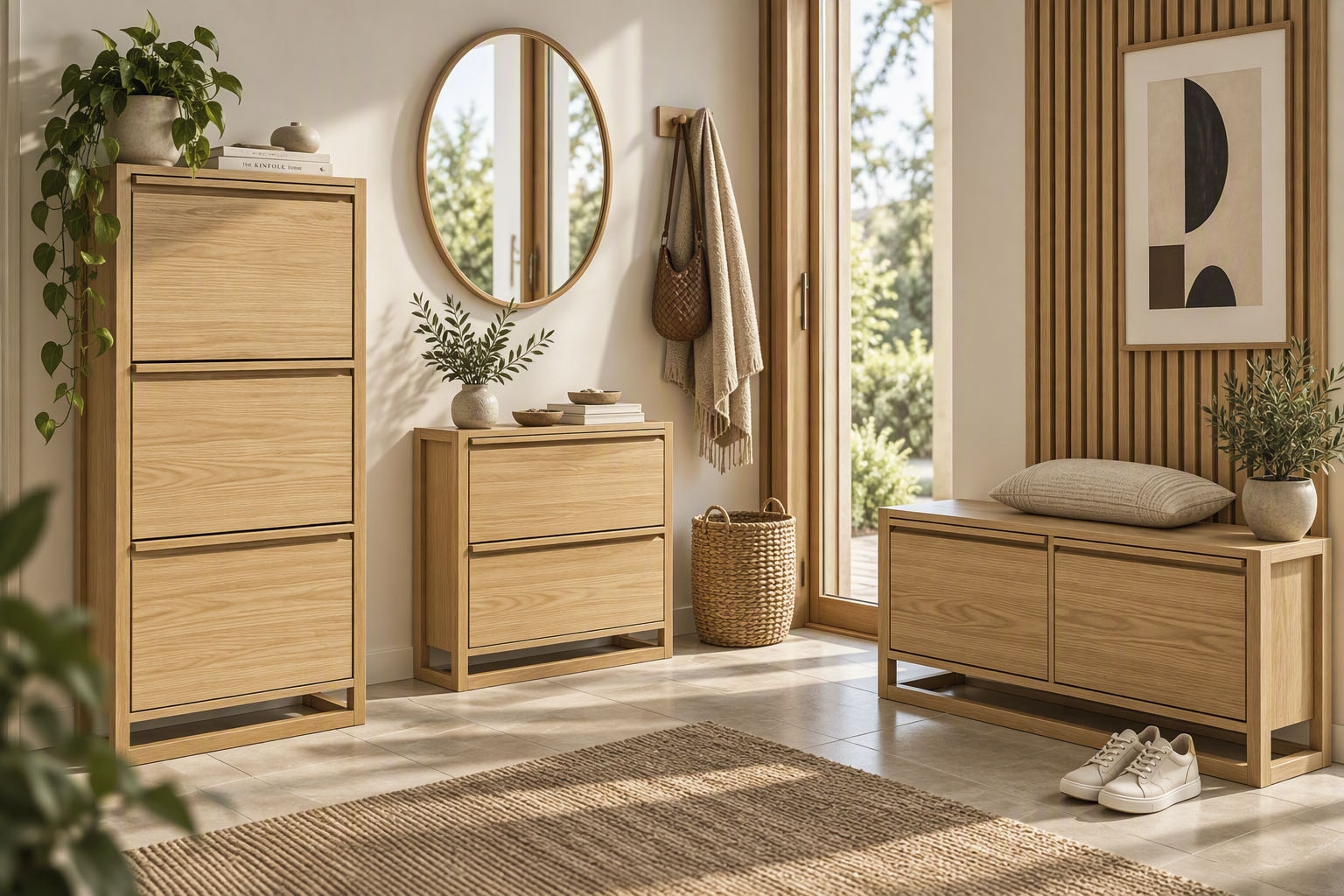 Woodman Schuhkommode »NewEst« Breite 67 cm, mit 3 Klappen, Holzfurnier aus Eiche, FSC®