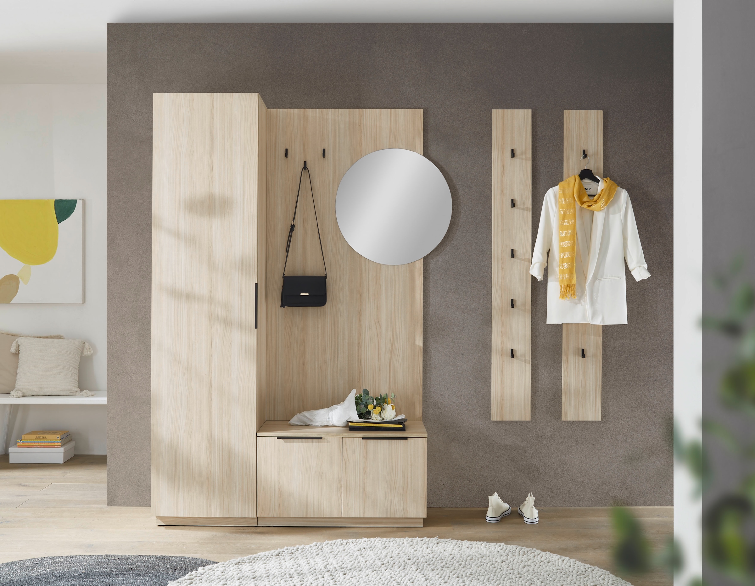 HBZ Kompaktgarderobe »Jimmy, Melaminbeschichtung, Griffleiste« 1 Stk. tlg. Breite 210cm, 4 Komponenten, Melaminbeschichtung