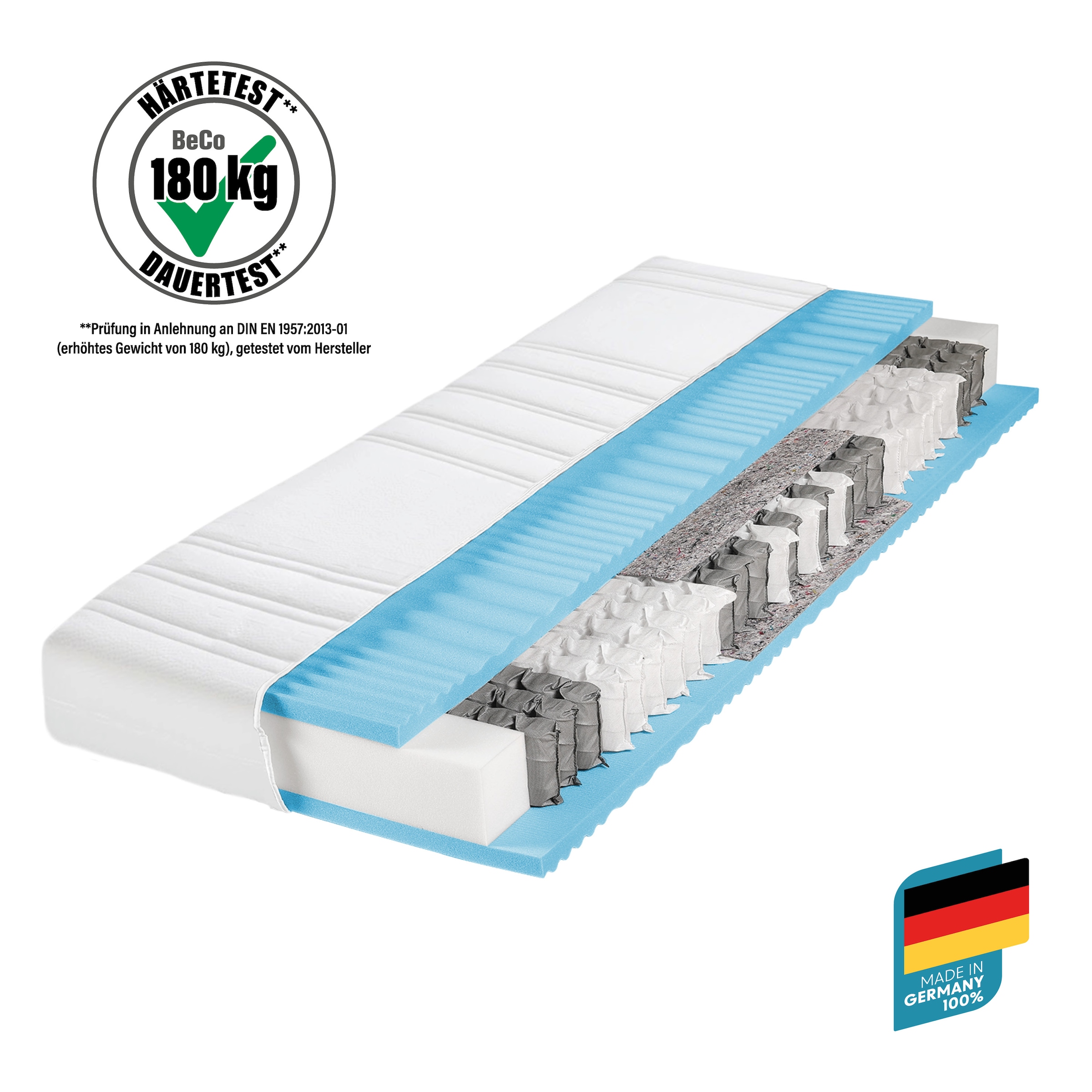 Beco Taschenfederkernmatratze "BodyMax" 22 cm hoch 480 Federn 1 Stk. tlg. komfortable Matratze in 90x200, 140x200 cm und weiteren Größen