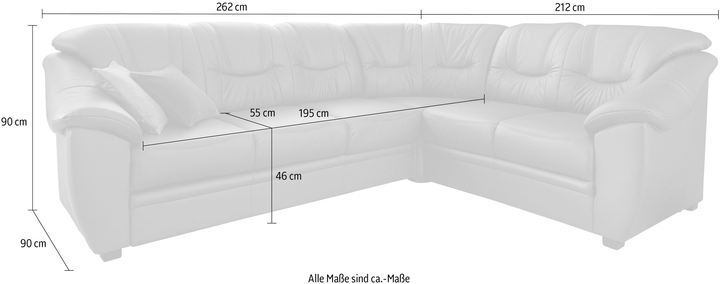 sit&more Ecksofa »Savona L-Form, B: 262 cm«, optional Bettfunktion, Federkern