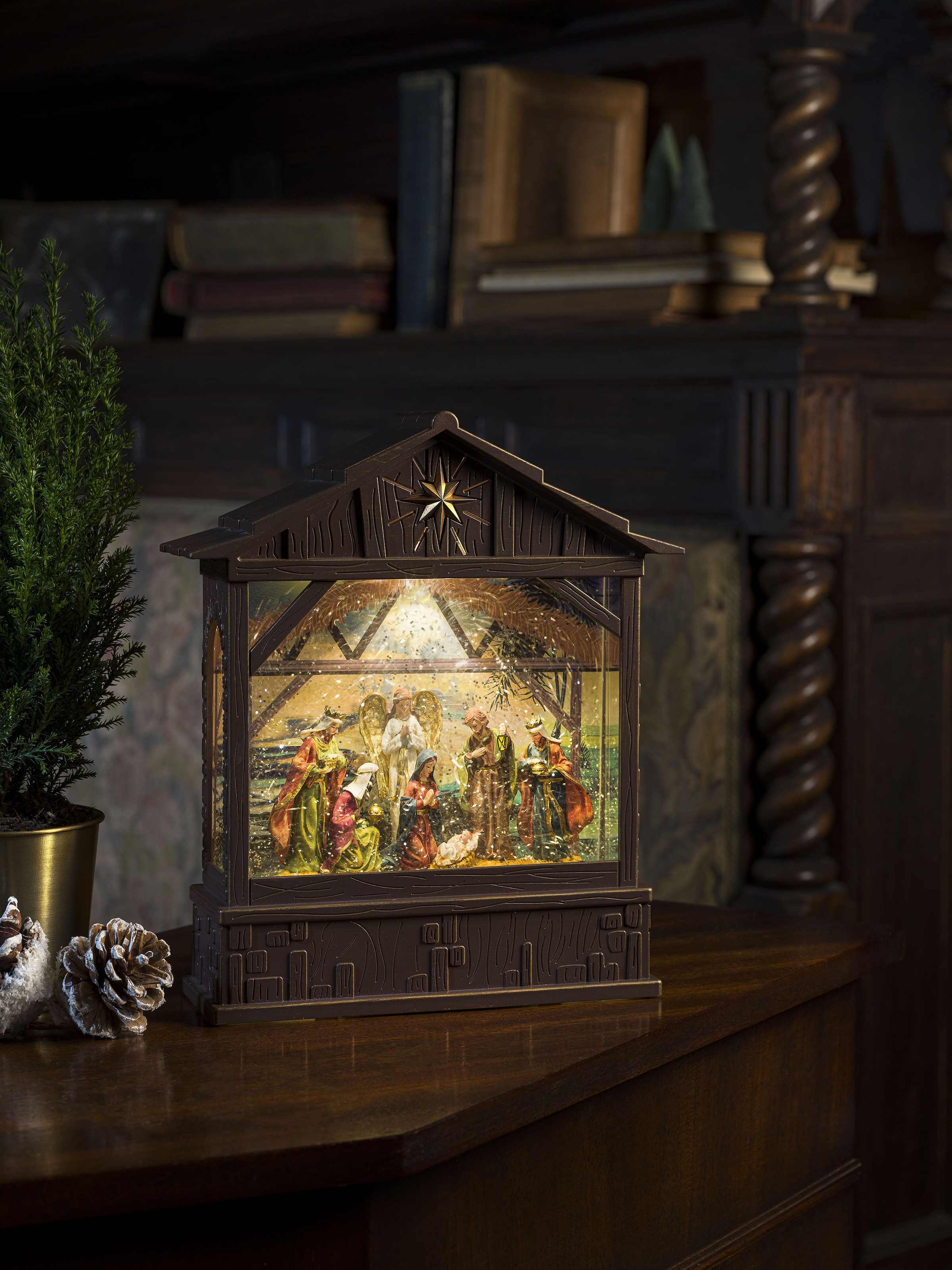 KONSTSMIDE LED Laterne »Weihnachtsdeko«, 1 flammig, Leuchtmittel LED-Modul | LED fest integriert, LED Wasserlaterne, "Krippe mit Geburt Jesus"