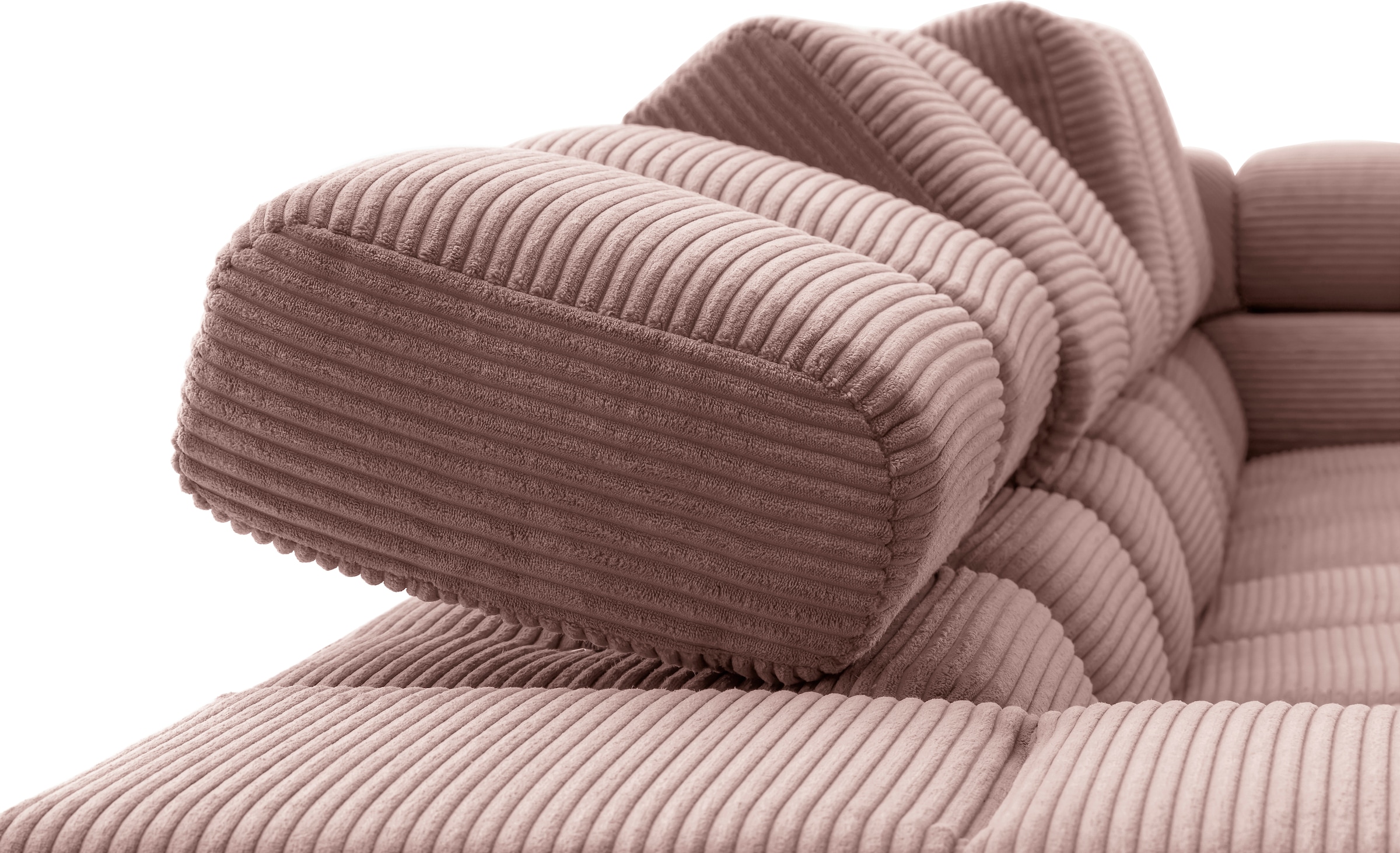 INOSIGN Ecksofa »Ancona New, wahlweise motorische Sitztiefenverstellung, auch in Cord« feine Steppung, mit Kopfteilverstellung, 3 Zierkissen,  L-Form