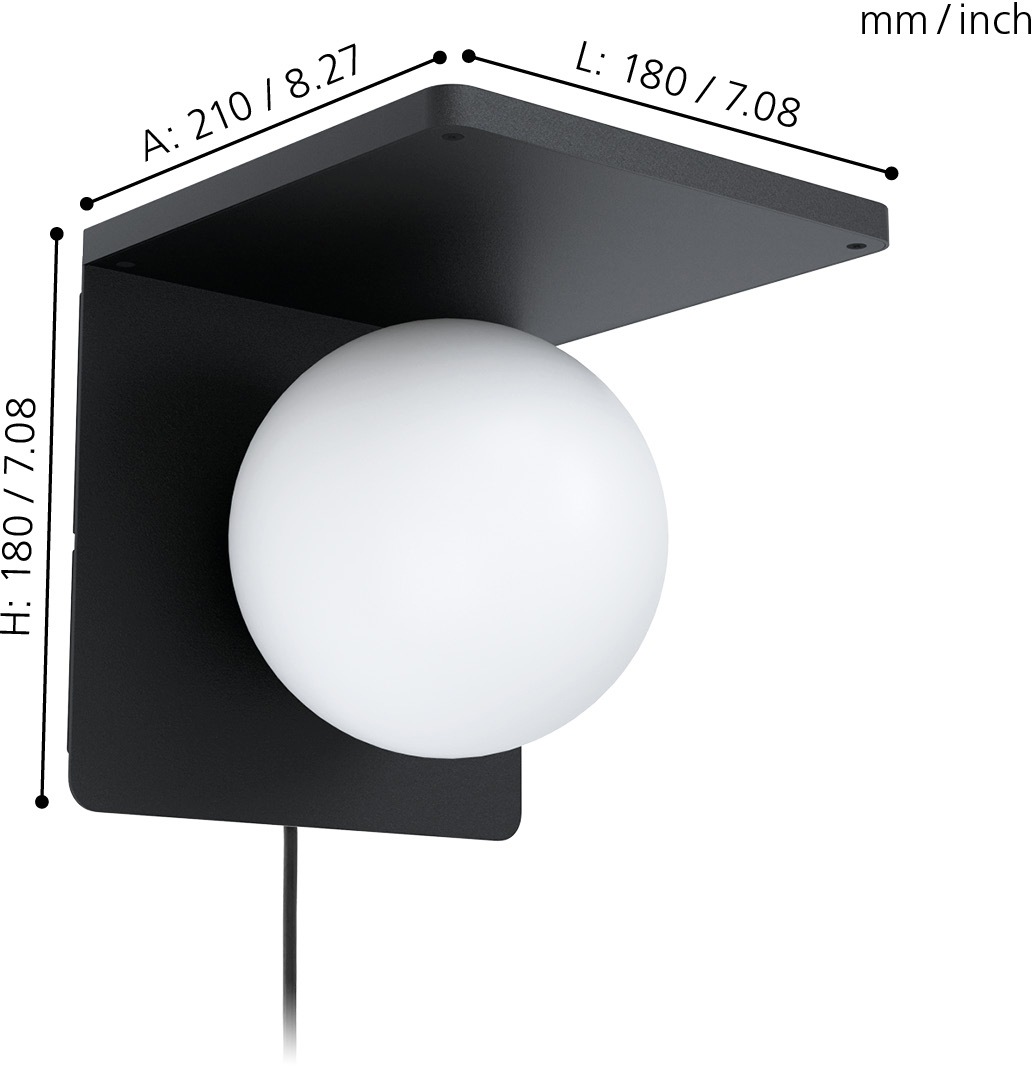 EGLO Wandleuchte »CIGLIE«, 1 flammig, Leuchtmittel E14 | ohne Leuchtmittel, QI-charger