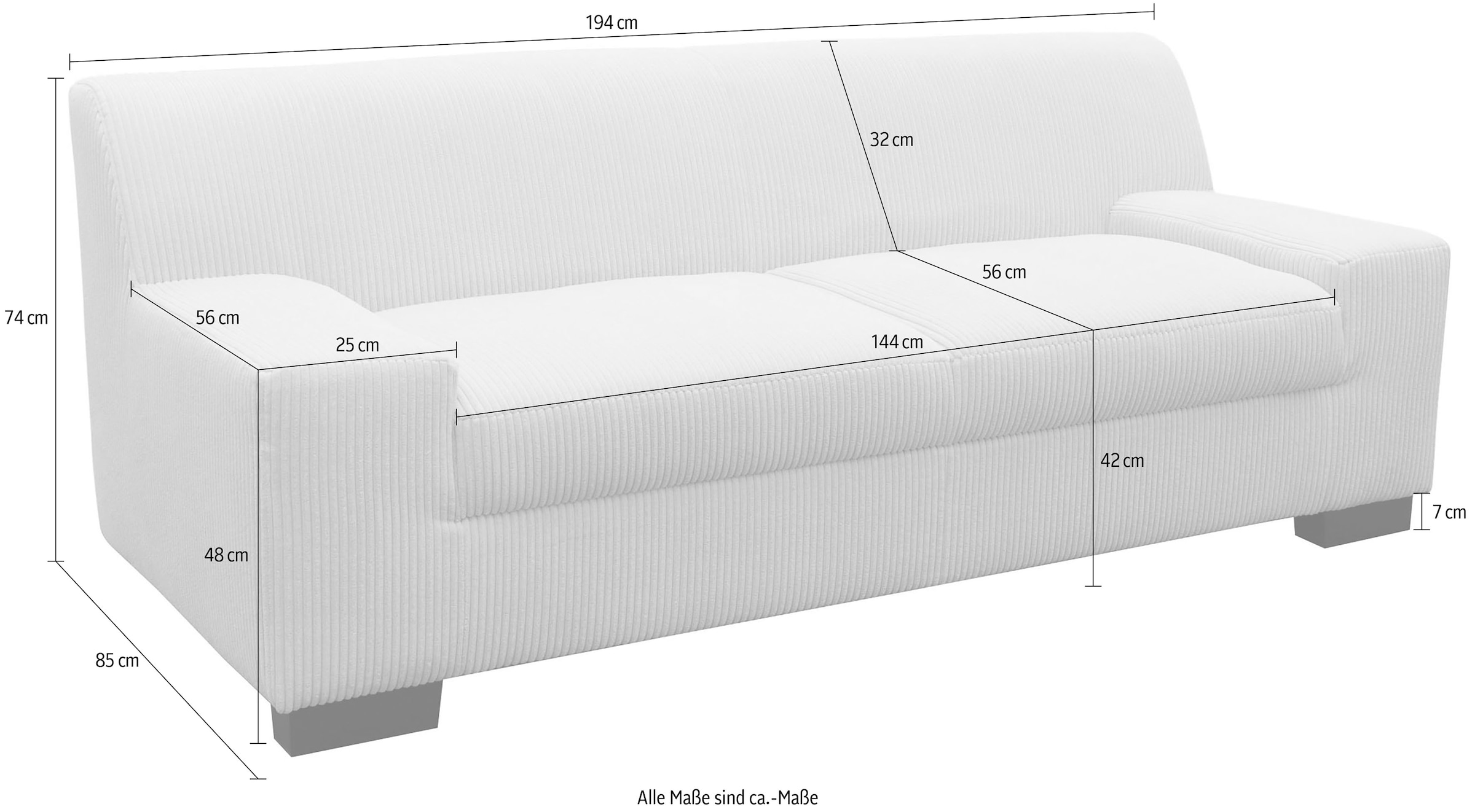 OTTO home 2-Sitzer »Faxxe 194 x 85 cm, bequem, modern & zeitlos, mittelfeste Polsterung« aus pflegeleichtem, weichem Bezugsstoff