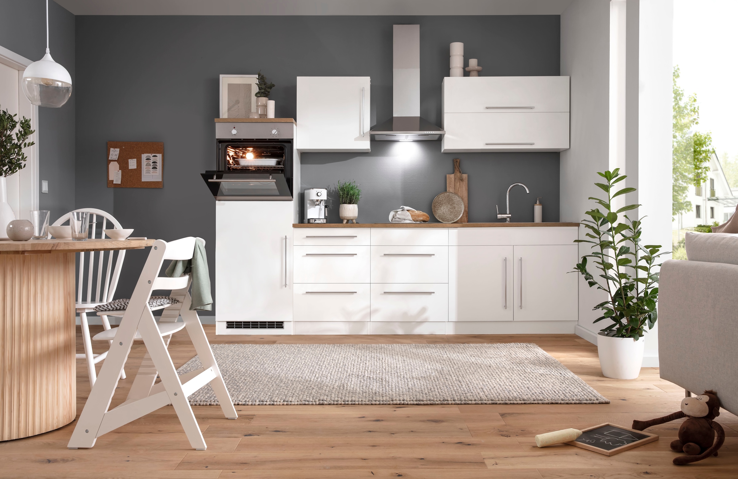 KOCHSTATION Küchenzeile »KS-Samos« Breite 270 cm, wahlweise mit E-Geräten und Induktionskochfeld