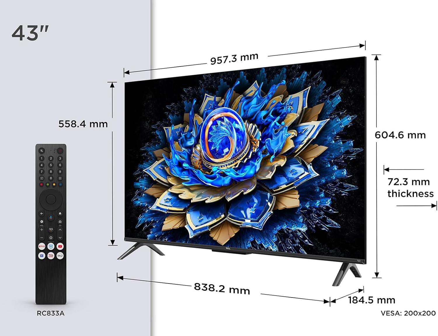 TCL QLED-Fernseher »43T69CXB« 108 cm/43 ″
