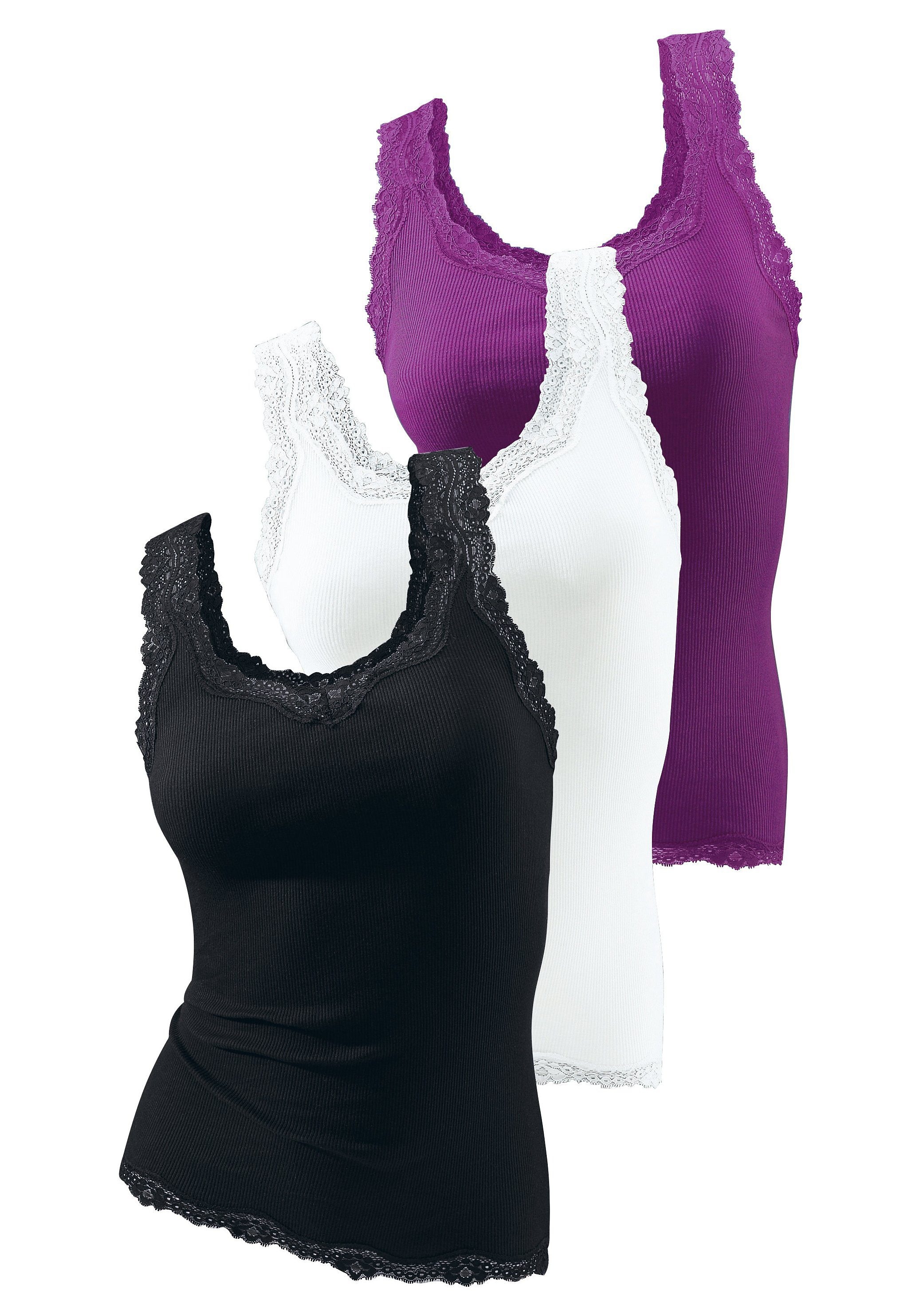 H.I.S Tanktop, (3er-Pack), mit Spitze