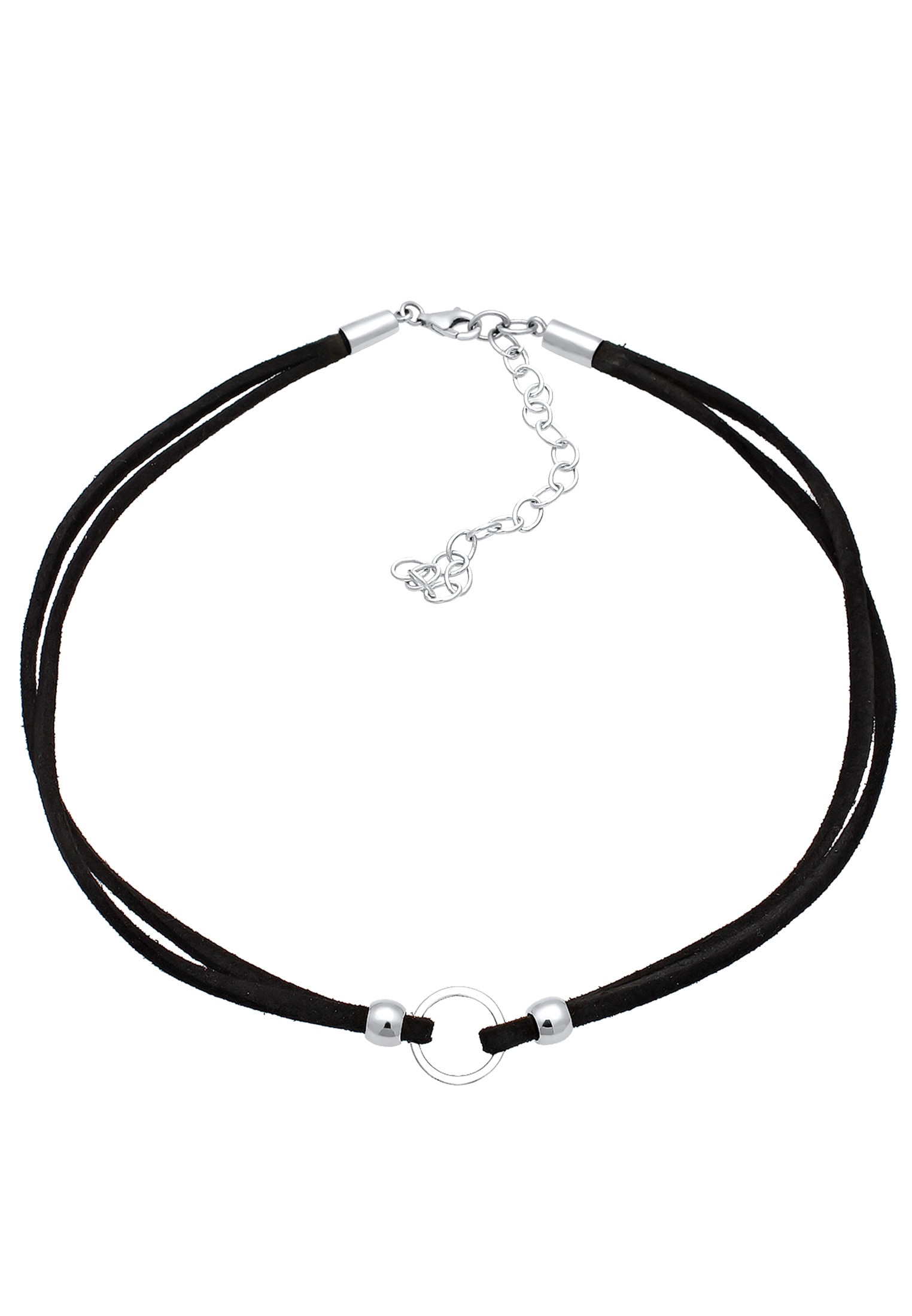 Elli Choker »Halskette Halsband schwarz Choker mit Kreis 925 Silber«