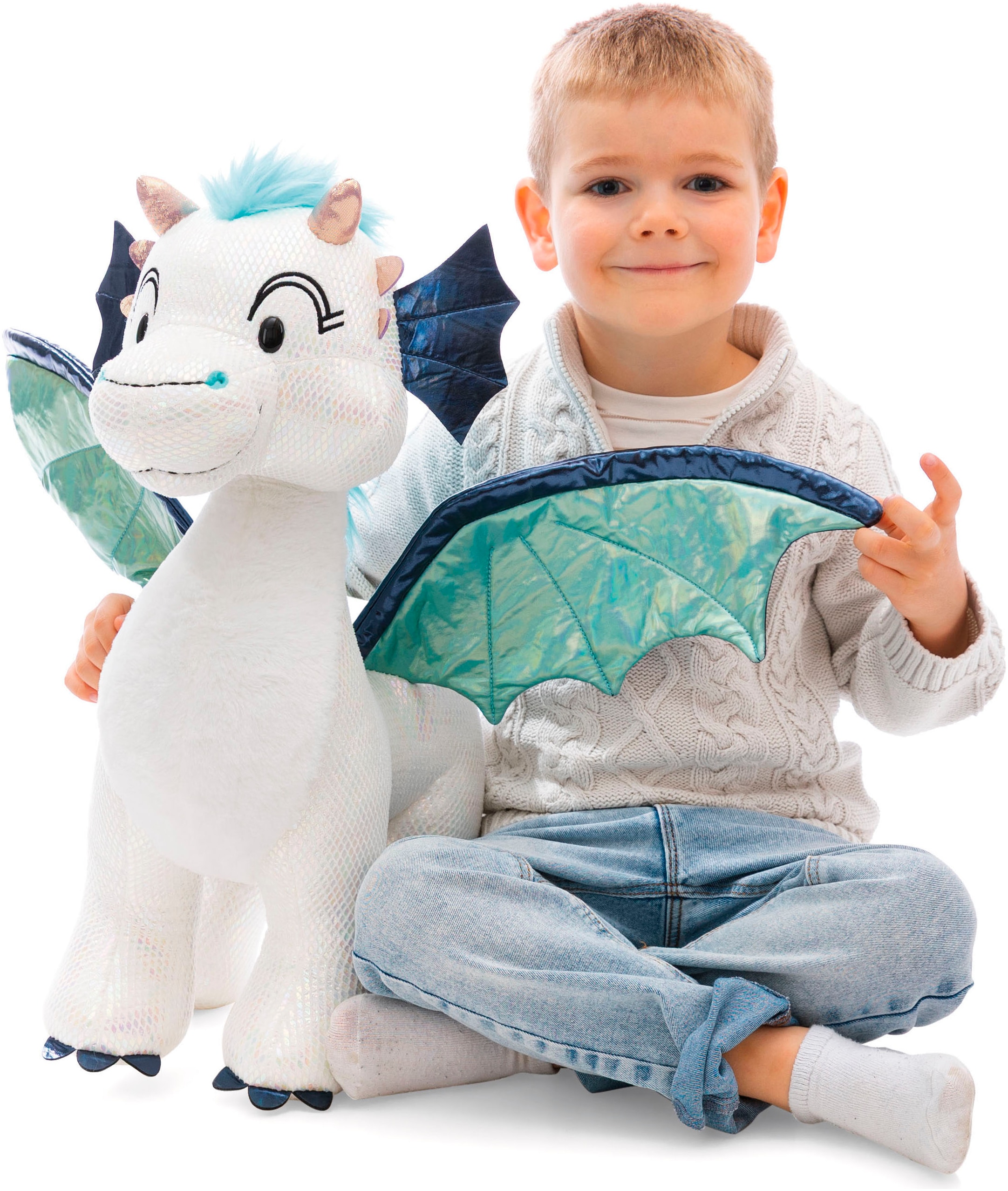 Nici Kuscheltier »Winter, Drache Zafura,  50 cm stehend« enthält recyceltes Material