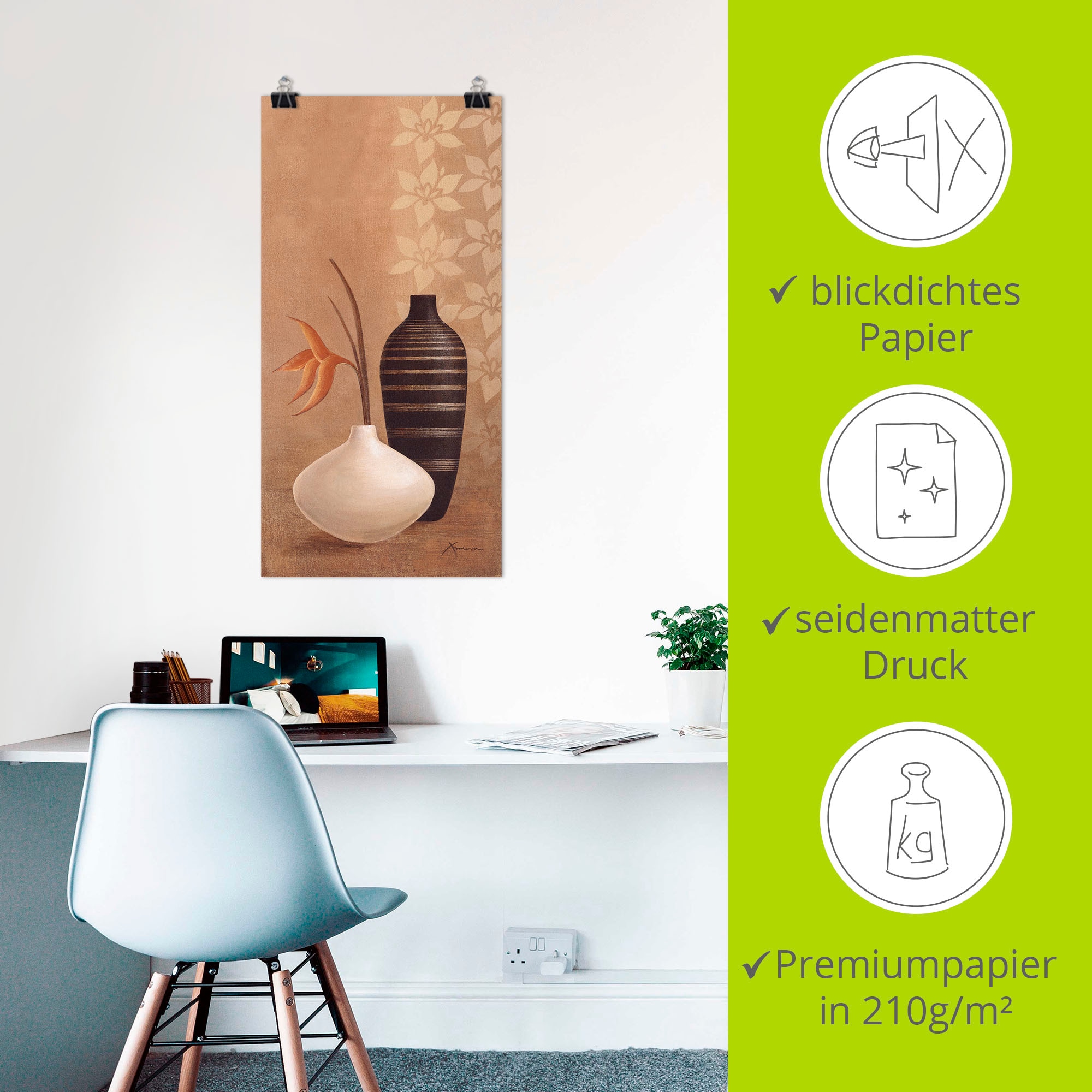Artland Wandbild »Bauschige Vasen«, Vasen & Töpfe, (1 St.), als Leinwandbild, Poster, Wandaufkleber in verschied. Größen