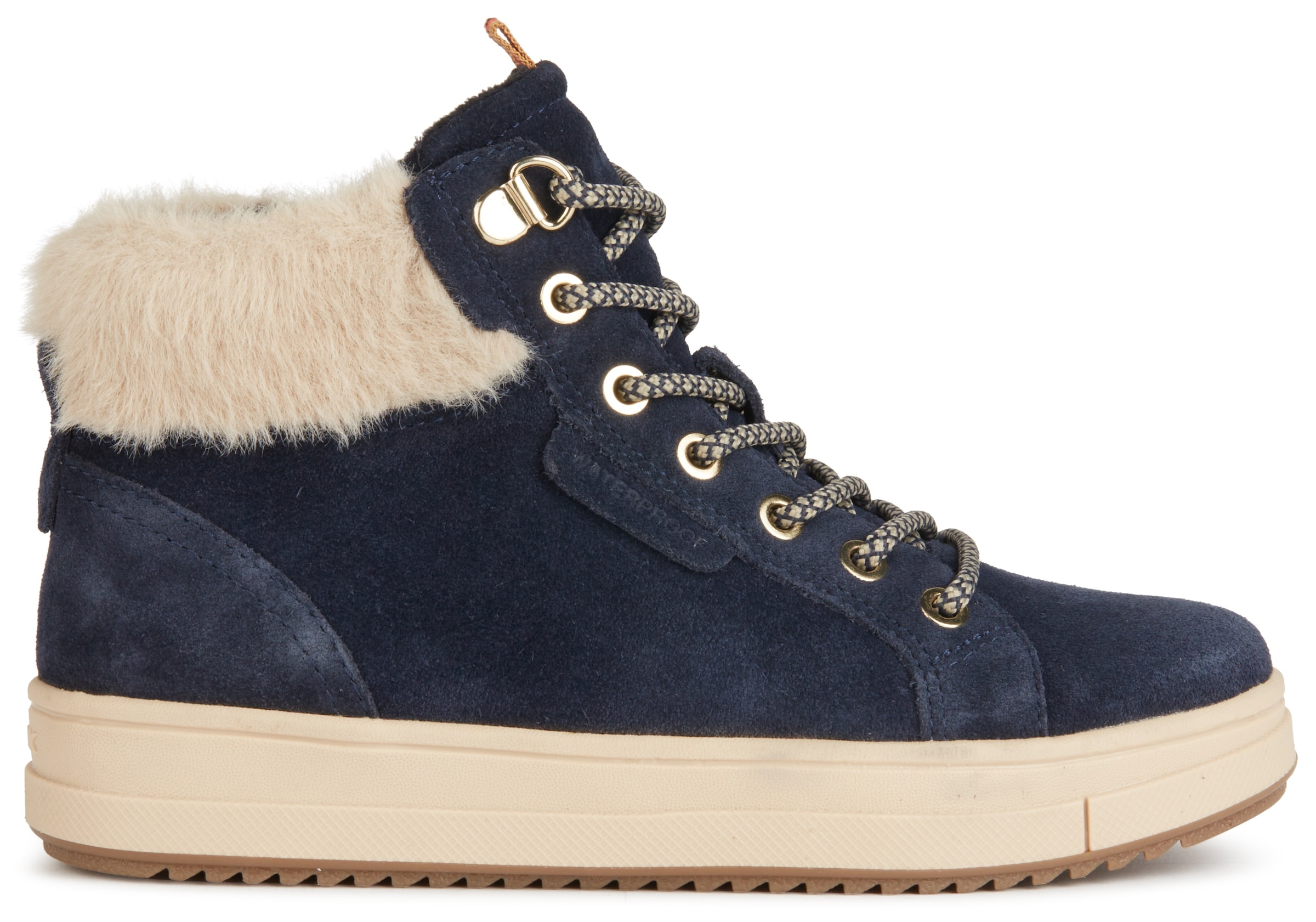 Geox Winterboots »J REBECCA GIRL WPF«, Schnürstiefel, Kinderstiefel mit Fellimitat