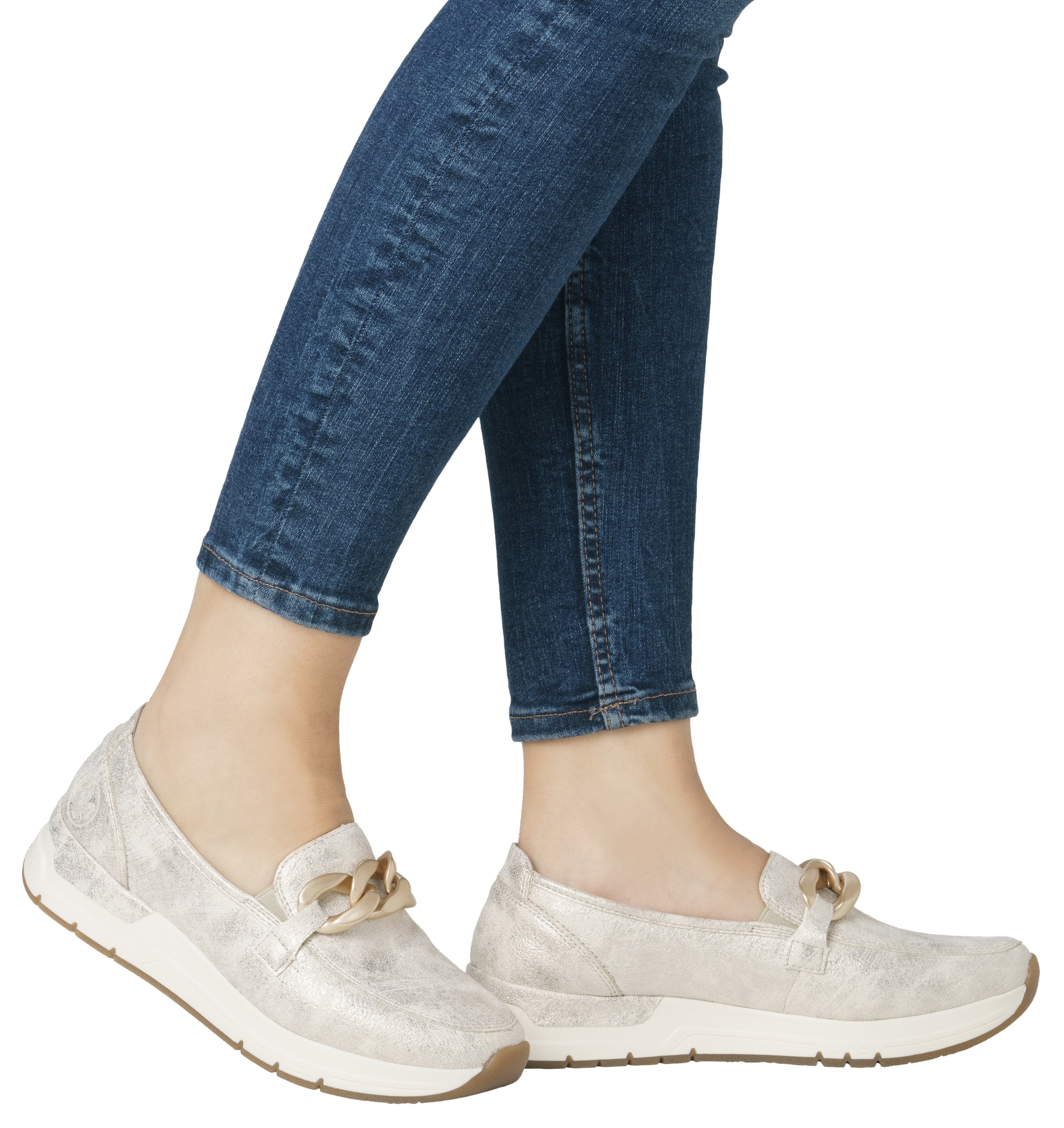 Rieker Loafer, Slipper, Slip-on Sneaker, Halbschuh mit modischer Zierkette