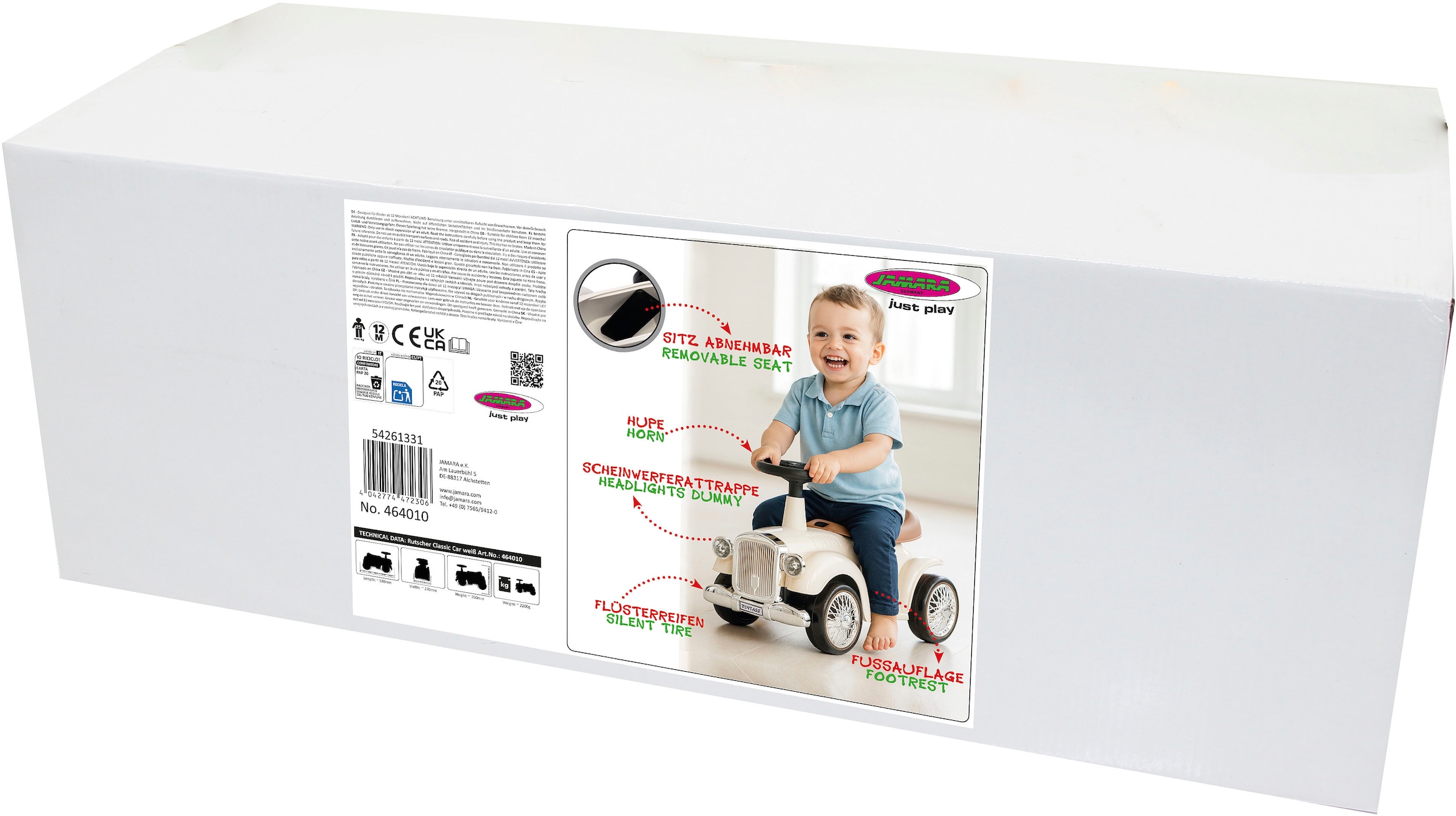 Jamara Rutscherauto »Classic Car weiß« mit Flüsterreifen