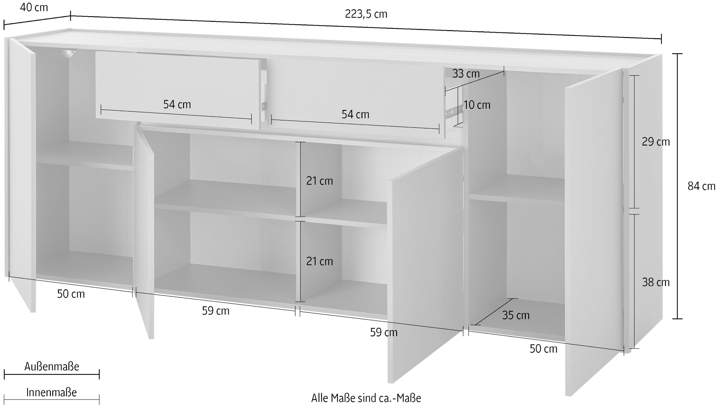 Home affaire Sideboard »City/Giron, moderner Schrank, Kommode, Stauraumschrank« zeitlos, modern, ausreichend Stauraum, vielseitig einsetzbar