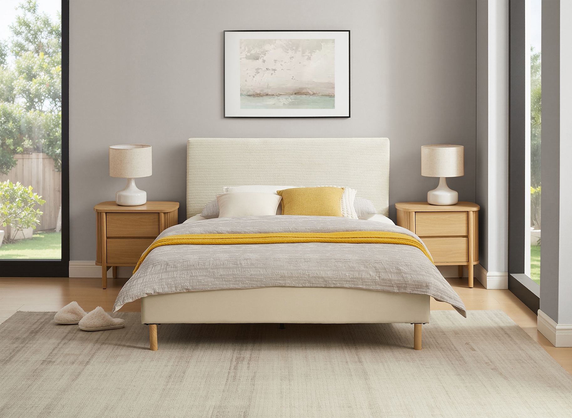 Home affaire Polsterbett »Armandine inkl. Lattenrost« Kopfteil mit Cordbezug, erhältlich in den Breiten 140cm & 180cm