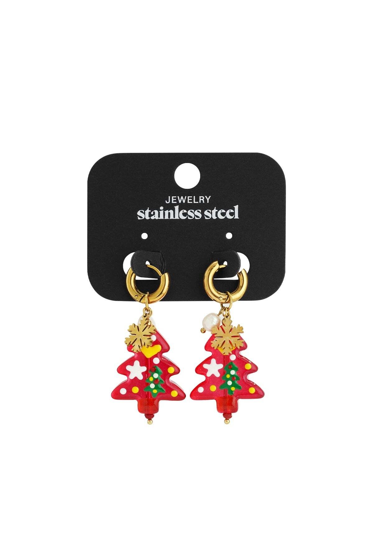 Adelia´s Paar Creolen »Ohrringe Creolen mit Weihnachtsbaumanhängern aus Edelstahl« Stylischer Modeschmuck mit Weihnachtsbaum- und Schneeflocken-Anhängern