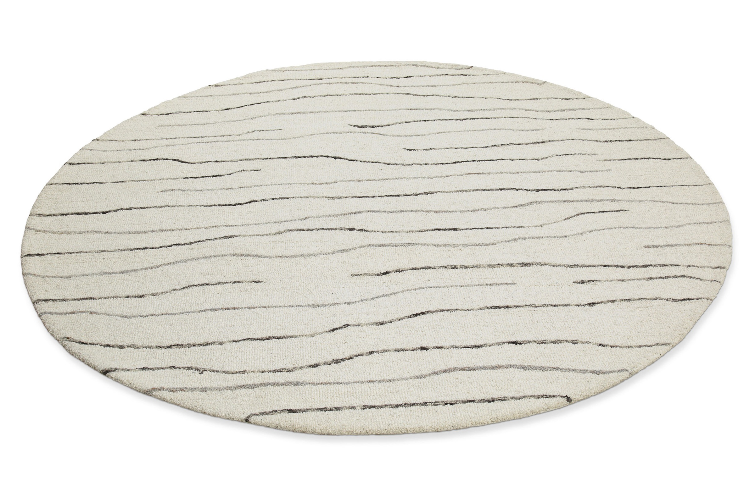 Wecon home Wollteppich »Hamptons ELEVEN«, rund, 10 mm Höhe, Schurwolle, Kurzflor, Wohnzimmer, Schlafzimmer, elegant, Wellen-Muster