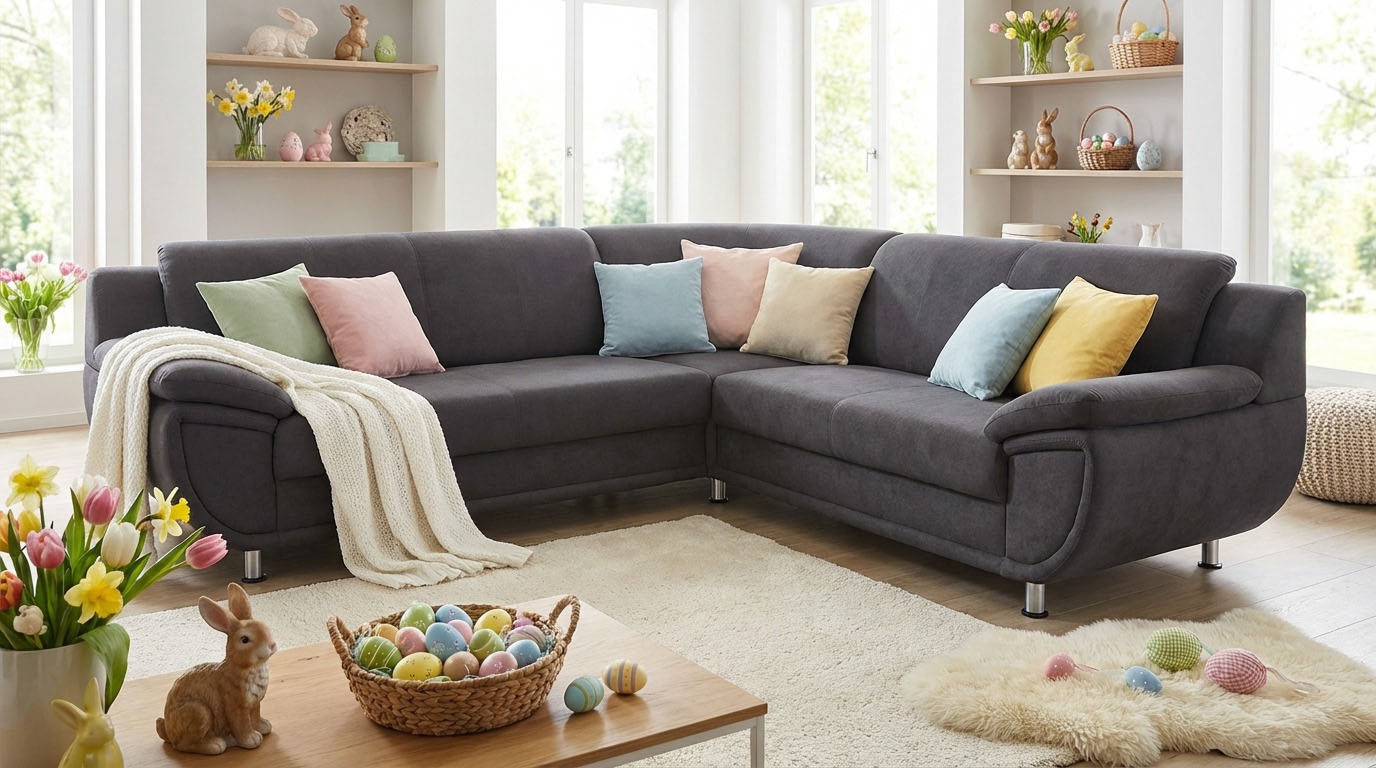 TRENDMANUFAKTUR Ecksofa »Rondo wahlweise mit Schlaffunktion, bequeme Armlehnen« L-Form, wahlw.mit Federkern, Füße chromfarben, Unser Dauertiefpreis