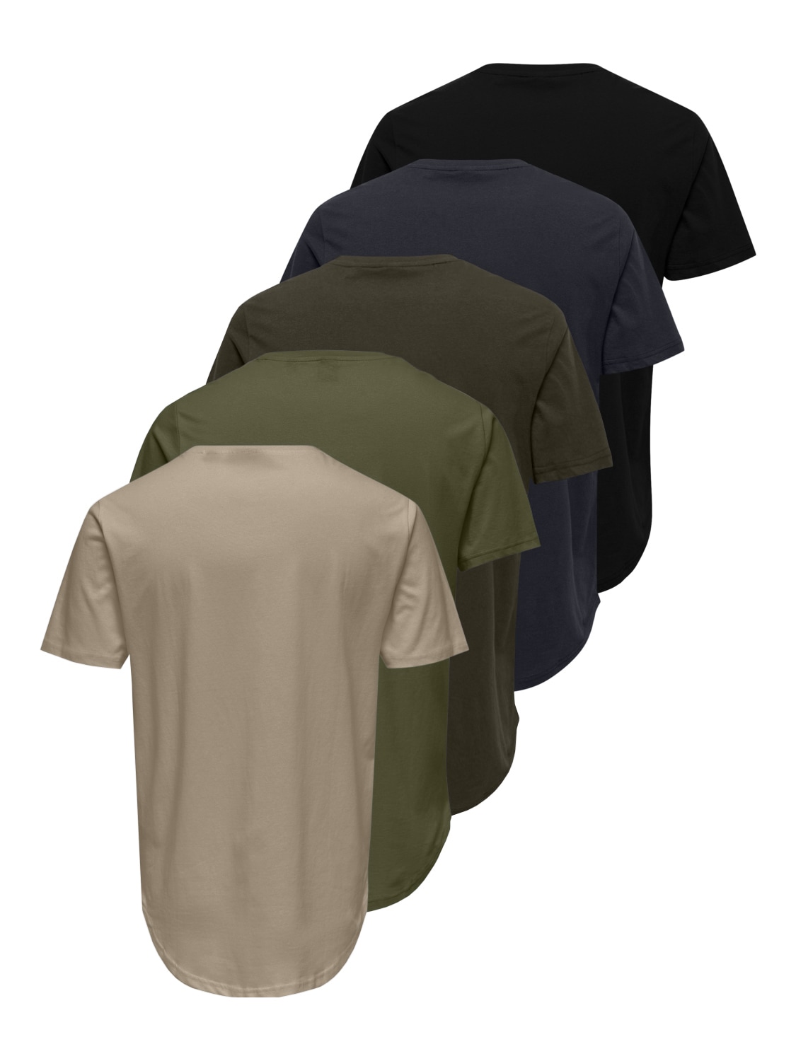 ONLY & SONS Rundhalsshirt »ONSMATT LONGY SS TEE 5-PACK« Packung, 5 tlg. Baumwolle, relaxed fit