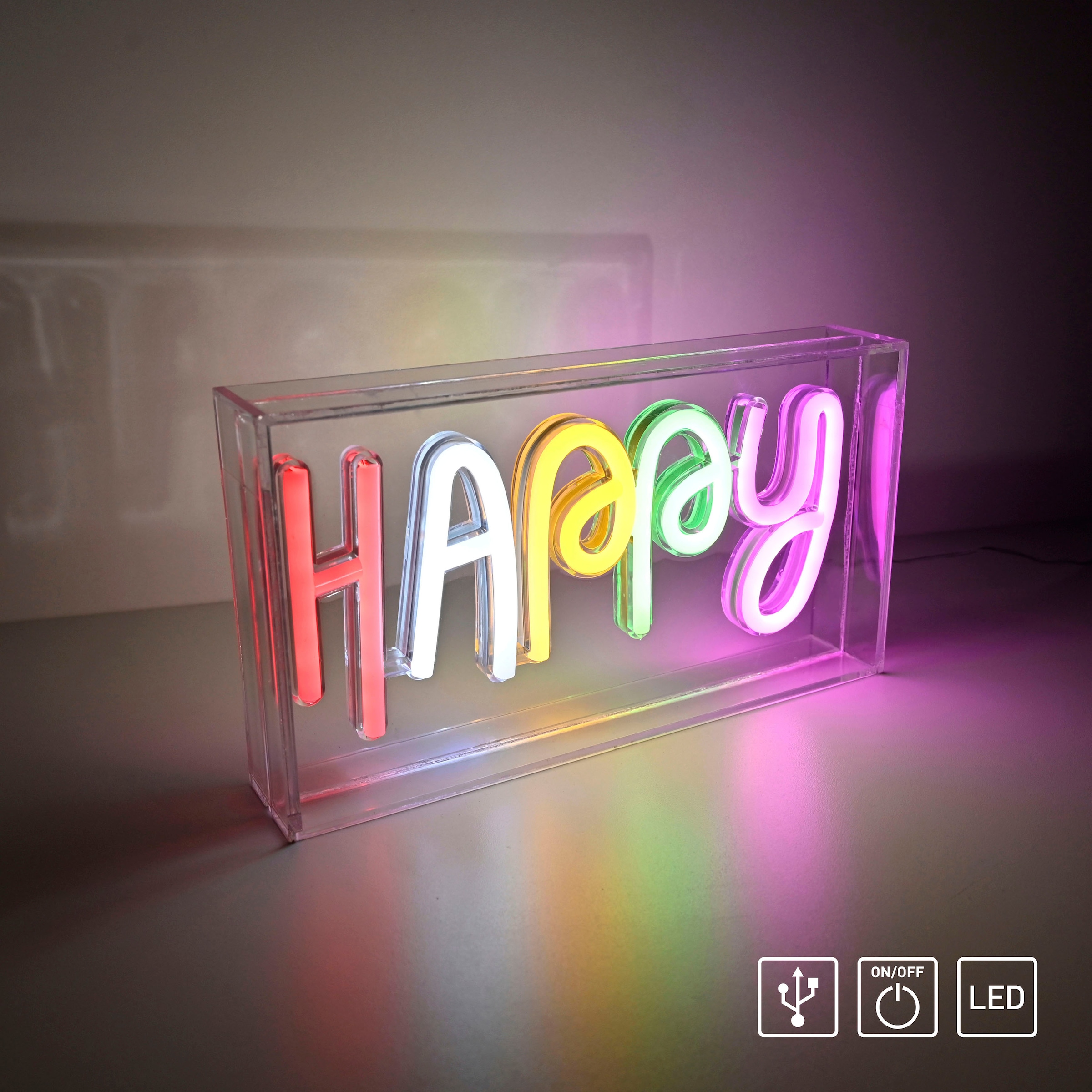 JUST LIGHT LED Wandleuchte »NEON-HAPPY«, 1 flammig, Leuchtmittel LED-Board | LED fest integriert