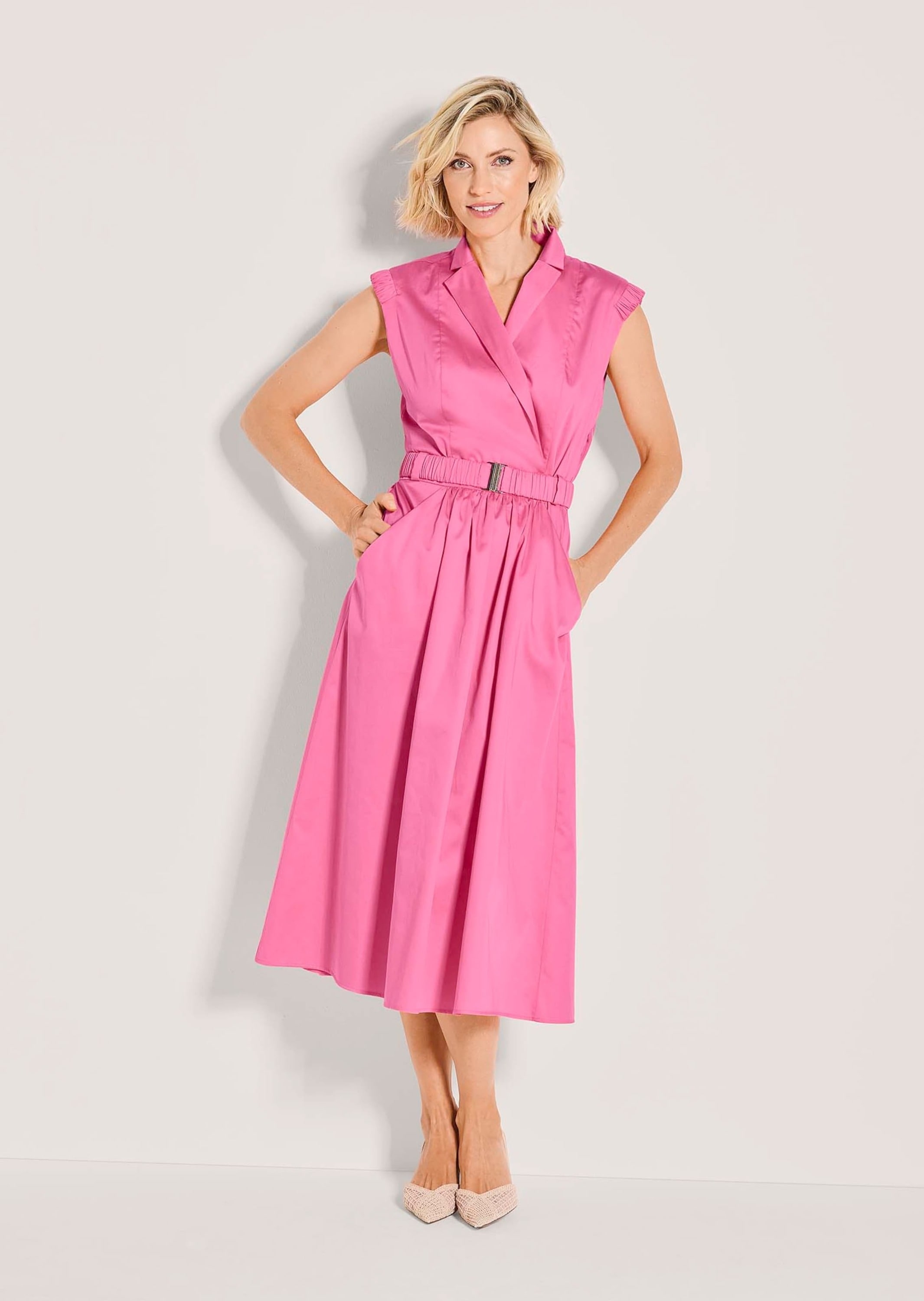 MADELEINE Midikleid »Wickelkleid Sommerkleid mit Gürtel« Eingrifftasche Reverskragen im Wickelstil