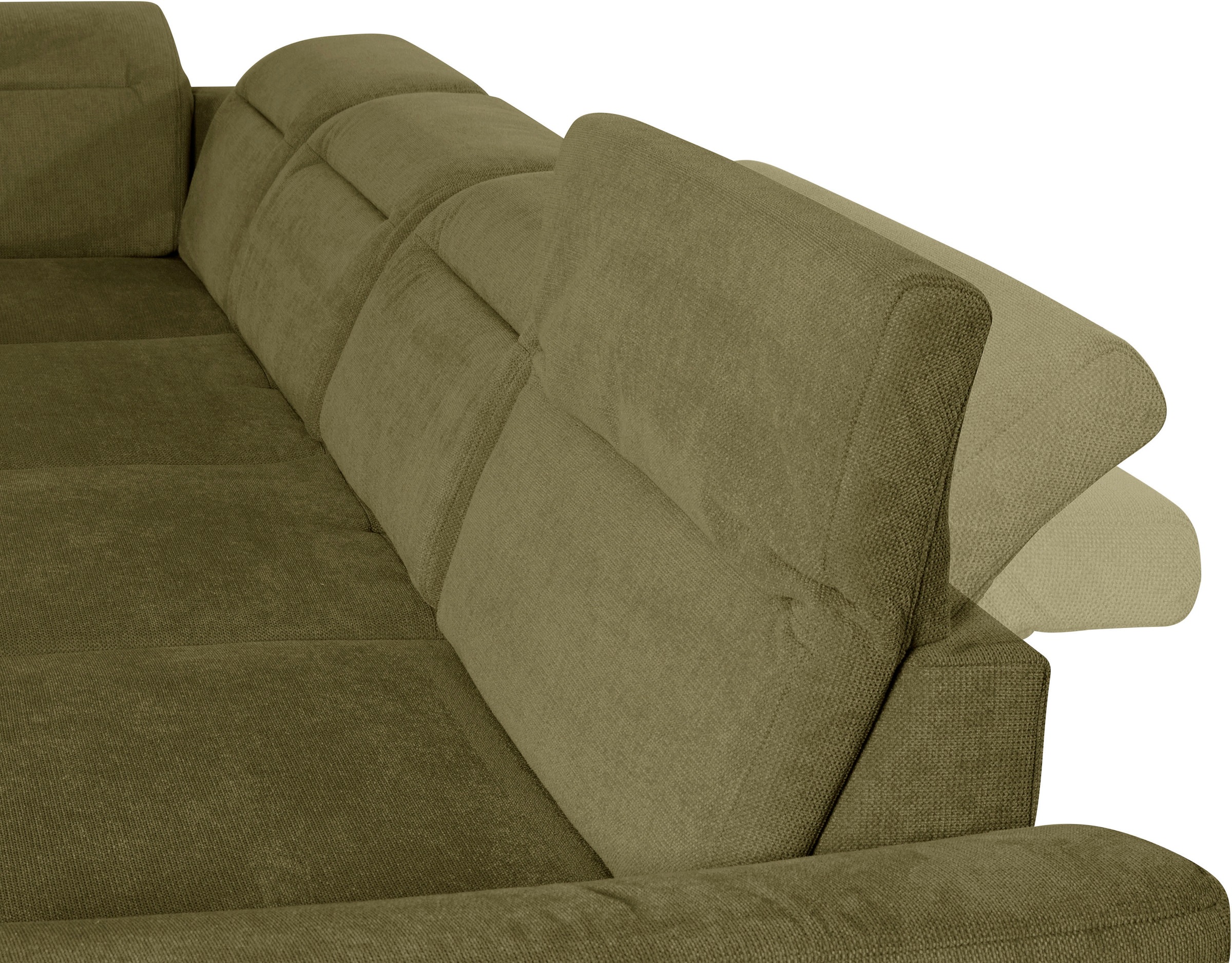 sit&more Wohnlandschaft »Percy U-Form«, 15 cm Fußhöhe, Sitztiefenverstellung, wahlweise in 2 Fußfarben