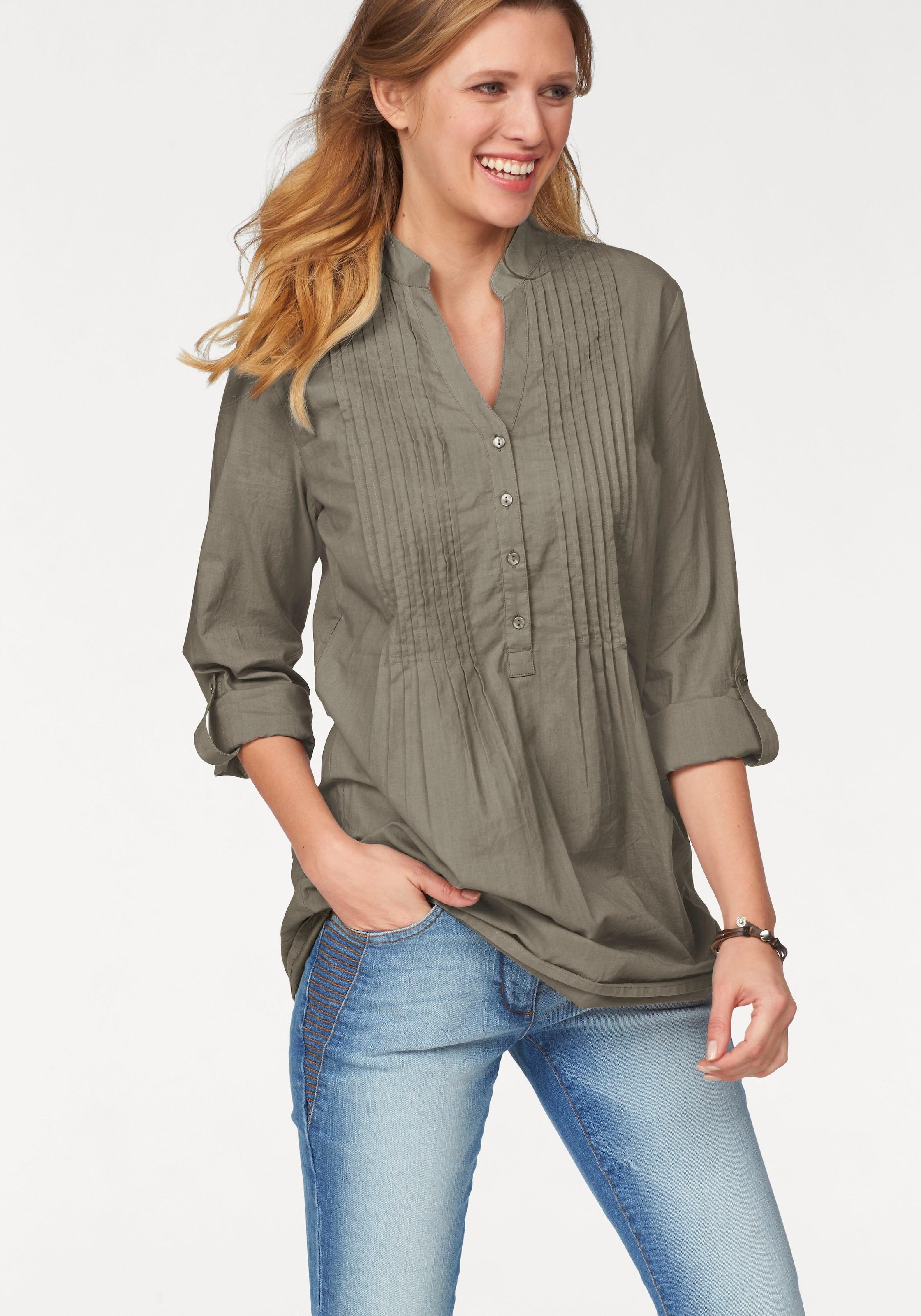 Aniston CASUAL Longbluse, mit dekorativer Biesenverarbeitung