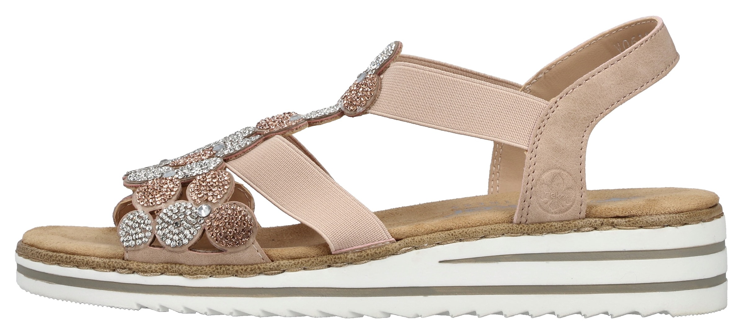 Rieker Sandale  Schlupfschuh, Sommerschuh, Urlaubsschuh mit Glitzersteine