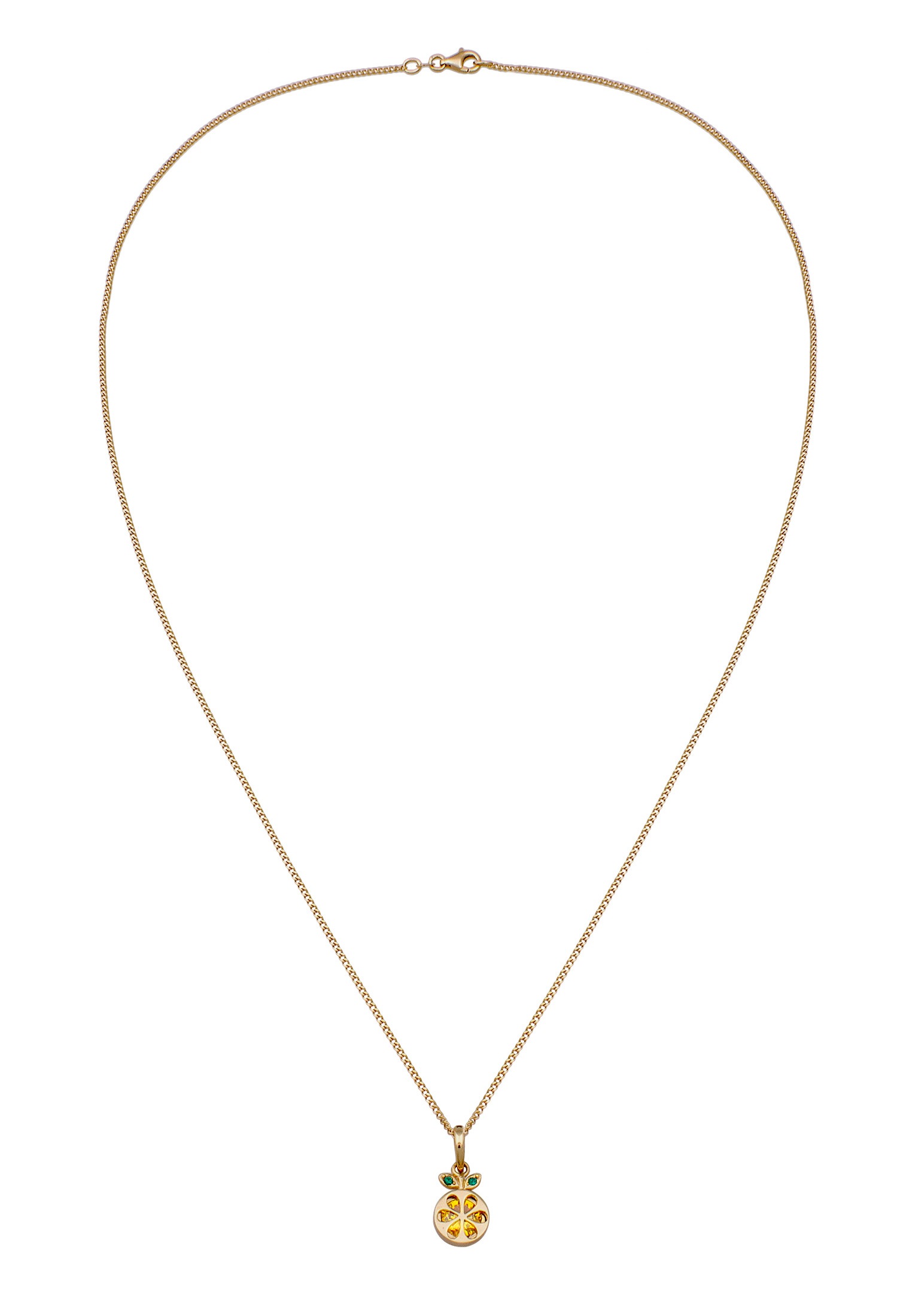 Nenalina Kette mit Anhänger »Halskette Frucht Orange Zirkonia 925 Sterling Silber vergoldet«