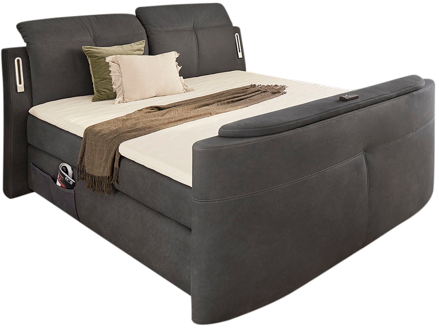 Jockenhöfer Gruppe Boxspringbett »Movie Star«, mit versenkbarem TV-Lift, Fernbedienung, LED-Licht, USB-Ladestation und verstellbaren Kopfstützen