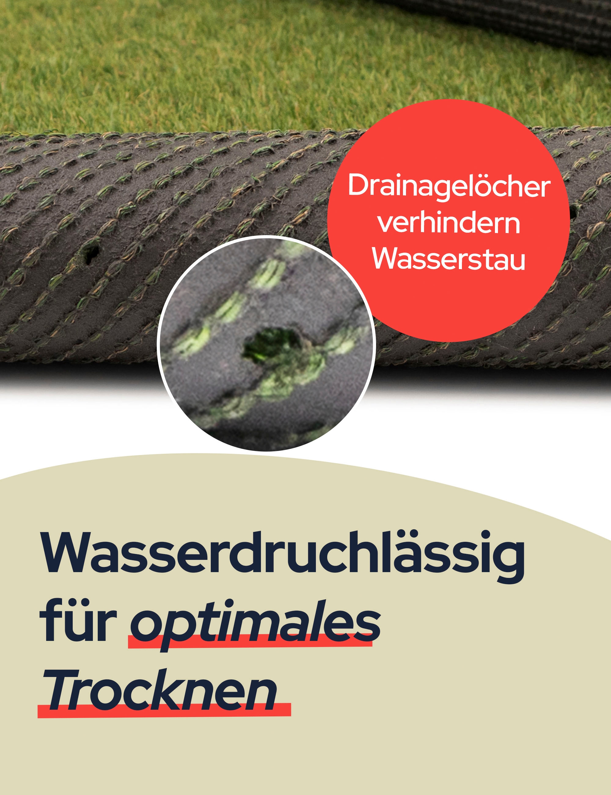 Primaflor-Ideen in Textil Kunstrasen »COLORADO«, rechteckig, 30 mm Höhe, mit Drainagefunktion, ideal für Balkon & Terrasse