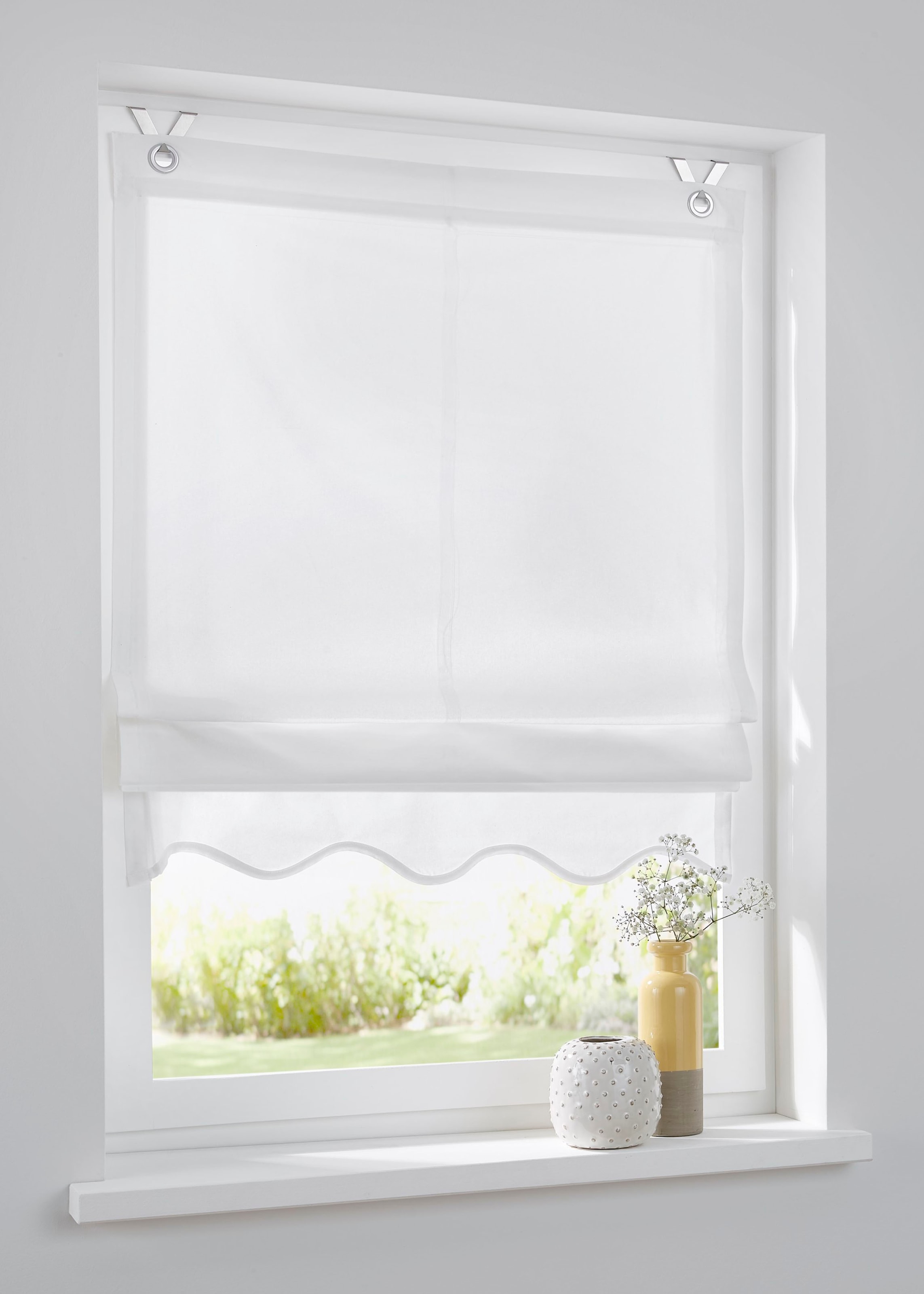 Kutti Raffrollo »Olivia« mit Hakenaufhängung ohne Bohren freihängend blickdicht, Baumwolle, Hakenaufhängung