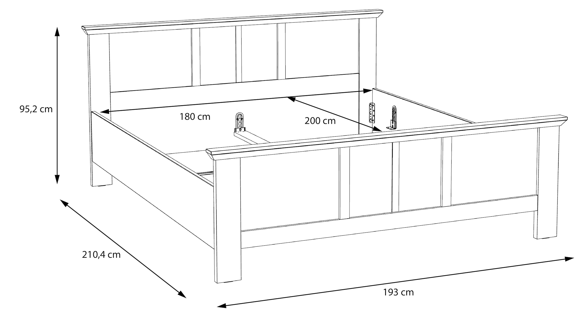 FORTE Bettgestell »Iloppa, klassischer Landhausstil, Belastbarkeit 220 KG«, (Liegefläche 180x200cm), rustikaler Look