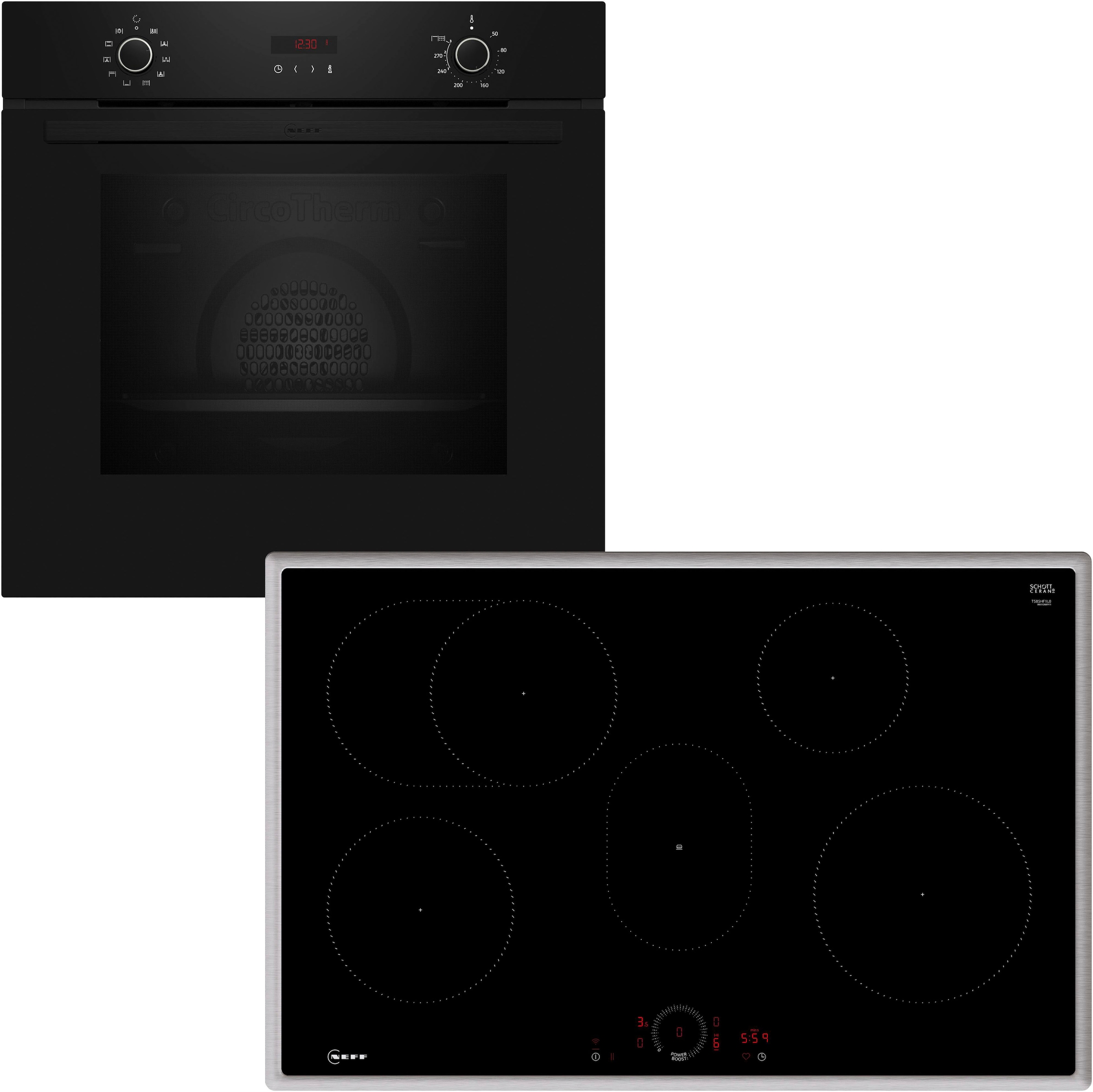 Backofen-Set »BX48PIB«, BX48PIB, mit Teleskopauszug nachrüstbar, Pyrolyse-Selbstreinigung