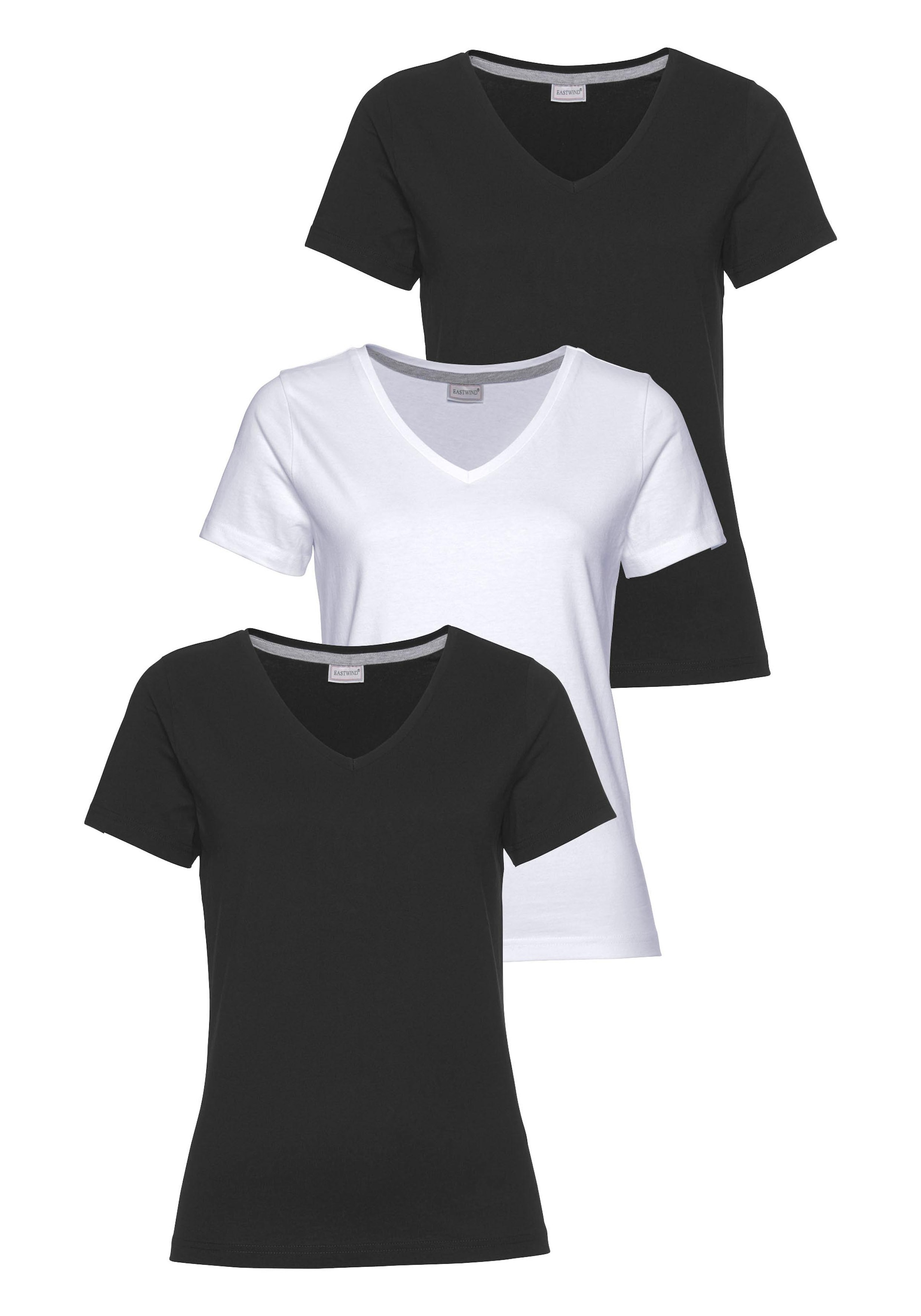 Eastwind T-Shirt, Kurzarm, figurumspielend, aus Baumwolle, im 3er-Pack