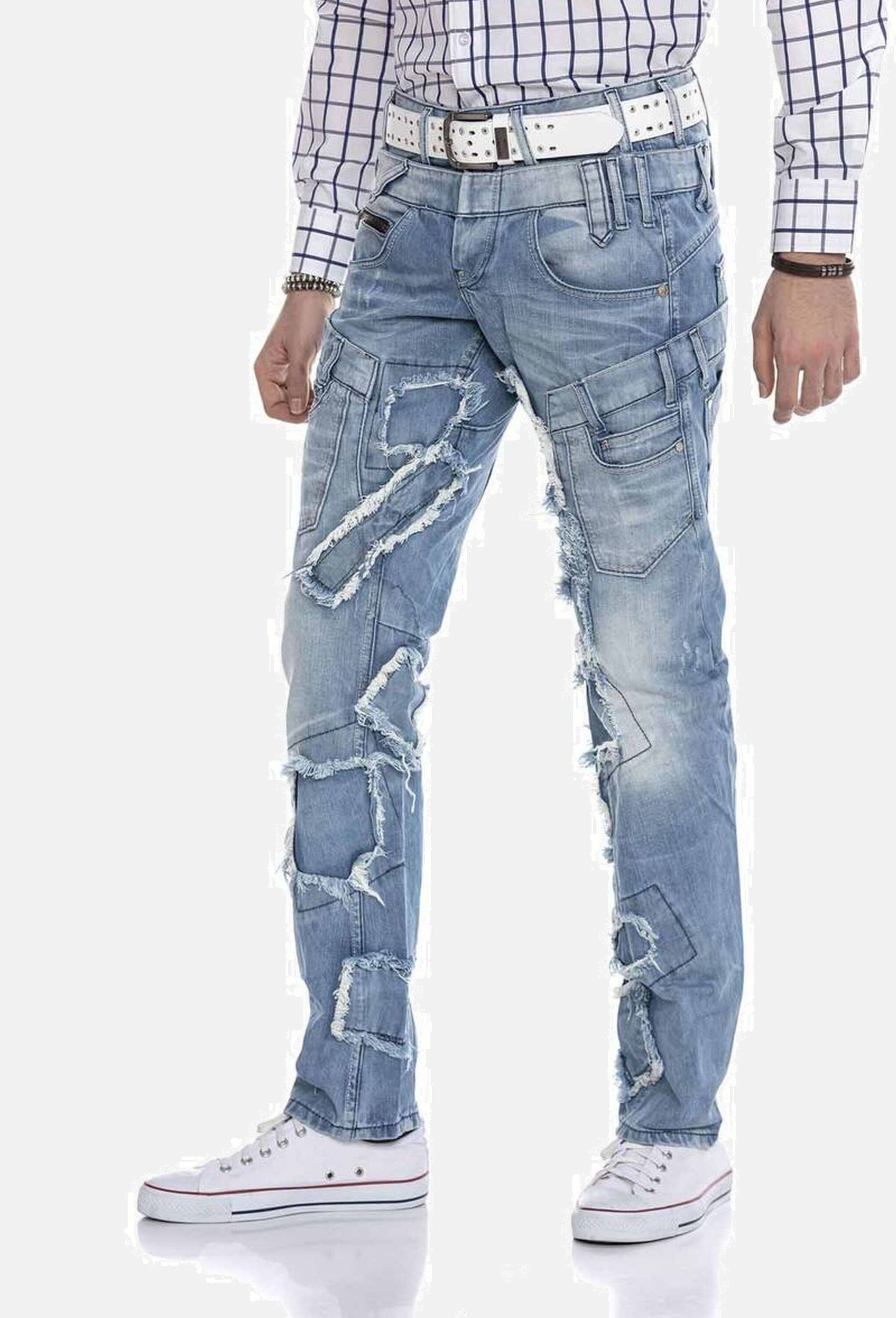 Cipo & Baxx Straight-Jeans »Cipo & Baxx Jeans DENIM« bequeme Jeans im trendigen Patchwork-Design, CD617