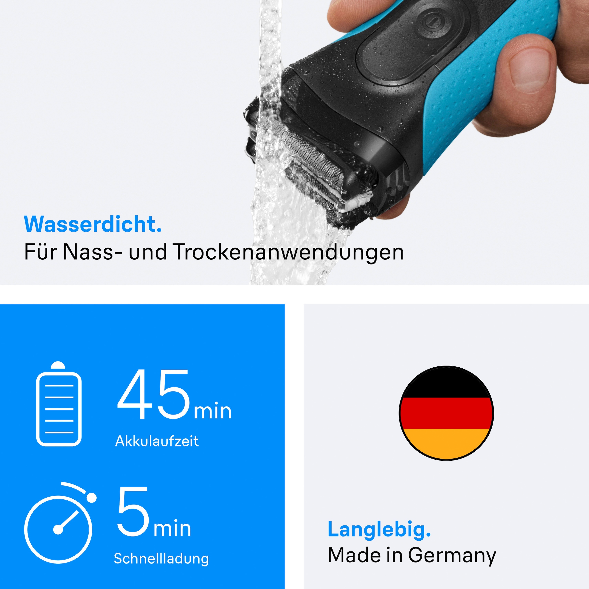 Braun Elektrorasierer »Series 3+ 3010BT«, 6 St. Aufsätze, 3 flexible Klingen, effizienter MicroComb Mitteltrimmer
