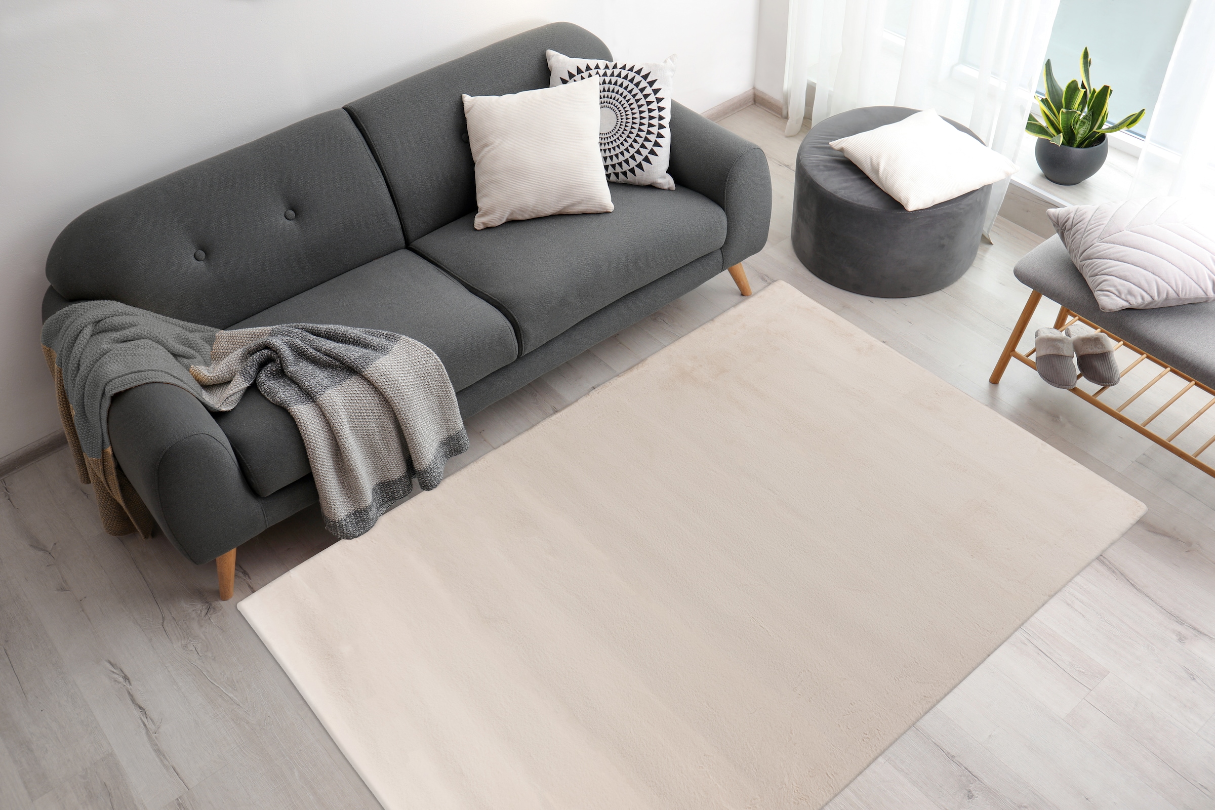me gusta Teppich »Rabbit Prime 125«, rechteckig, 18 mm Höhe, Kaninchenfell Haptik, flauschig weich, geeignet für Fußbodenheizung